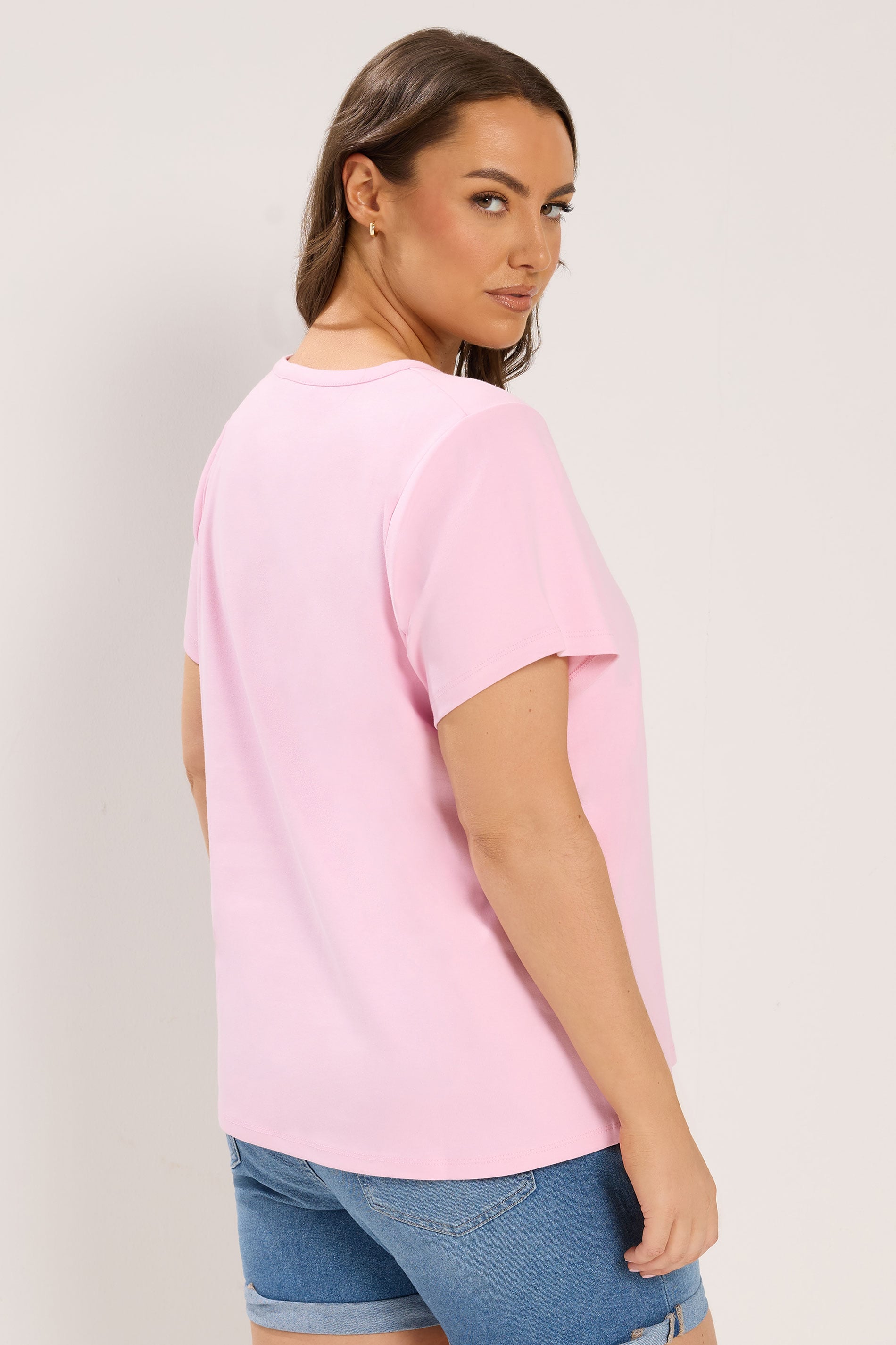 YOURS Plus Size Pink Interlock T-Shirt | Yours Clothing 2