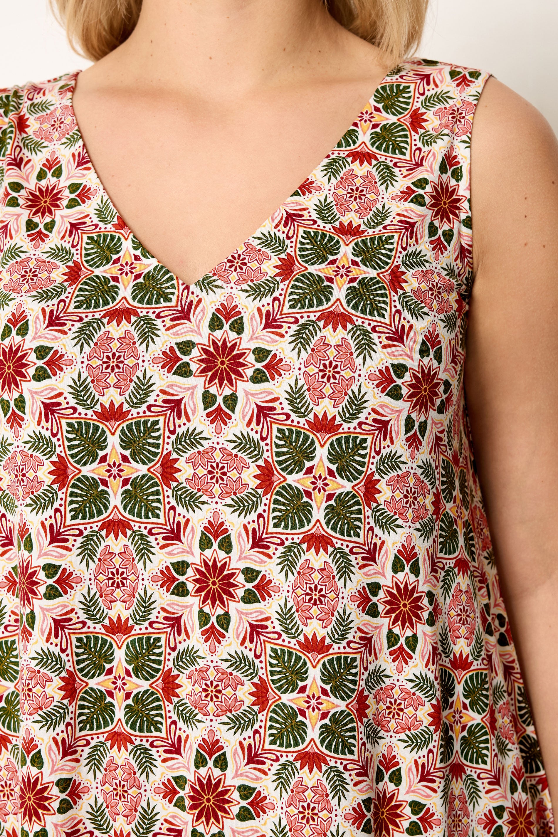 YOURS Plus Size Orange Tropical Print Vest Top | Yours Clothing 4