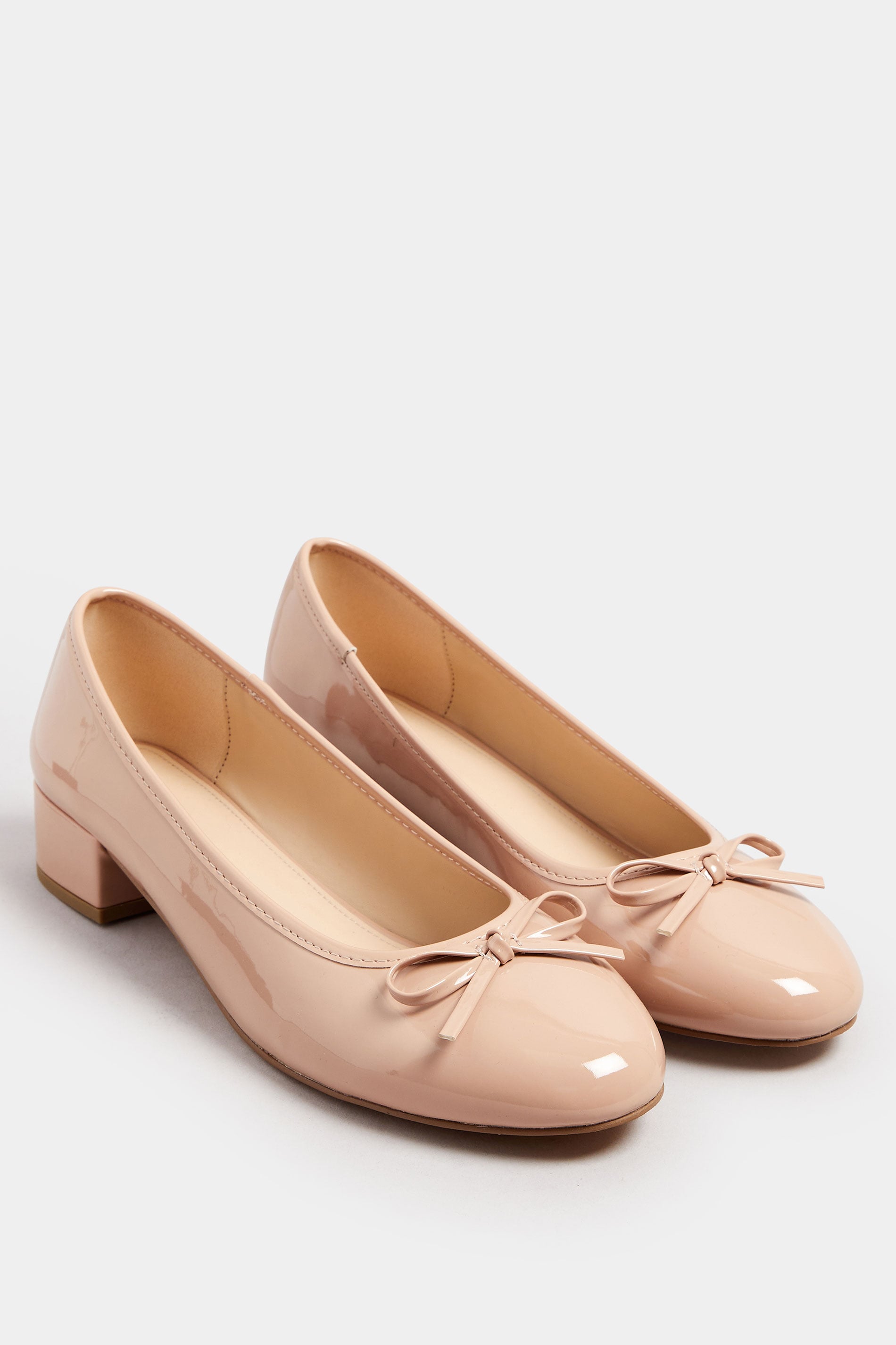 LTS Nude Patent Heeled Ballet Pumps In Standard Fit | Long Tall Sally 3