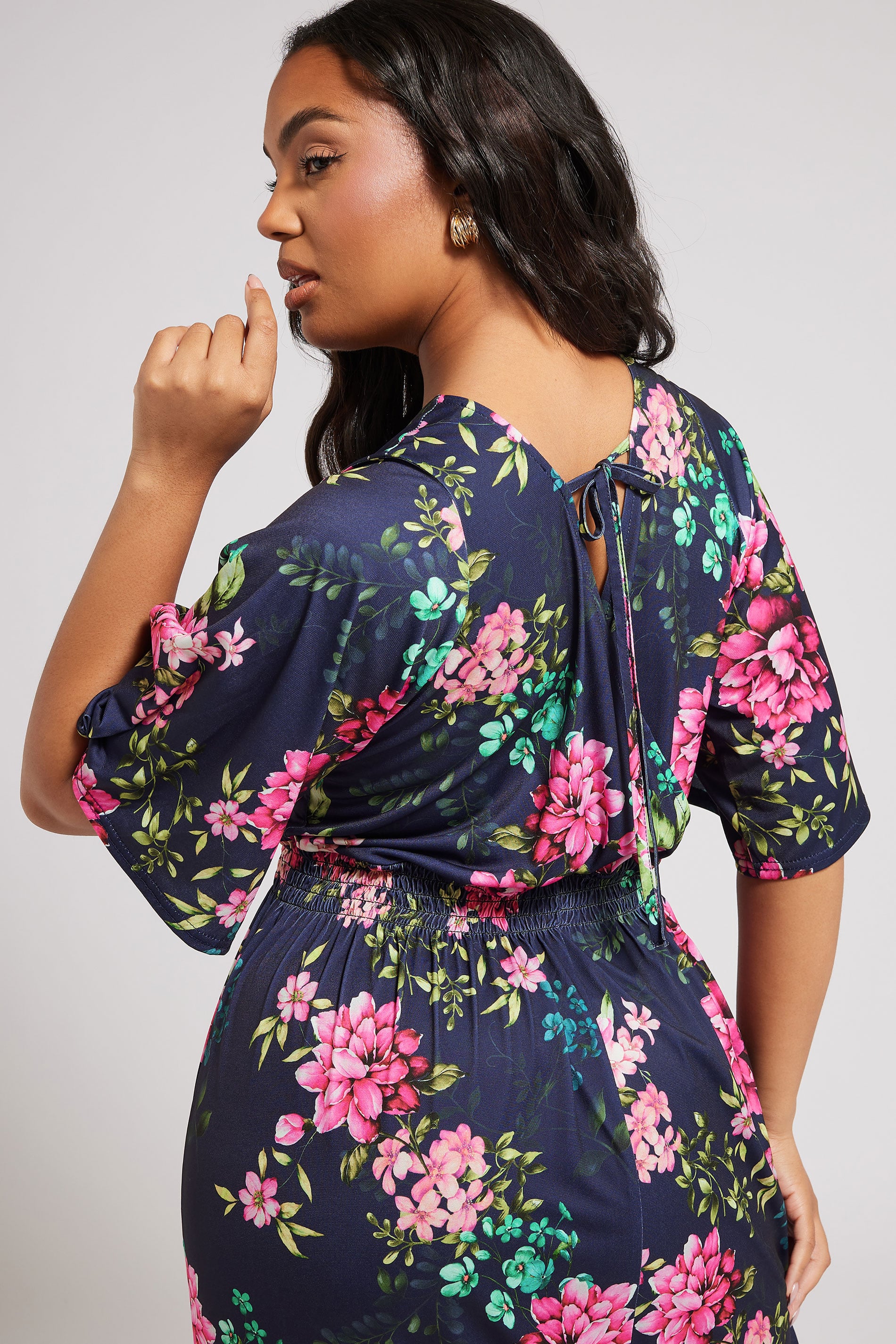 YOURS LONDON Plus Size Navy Blue Floral Print Maxi Dress | Yours Clothing 4
