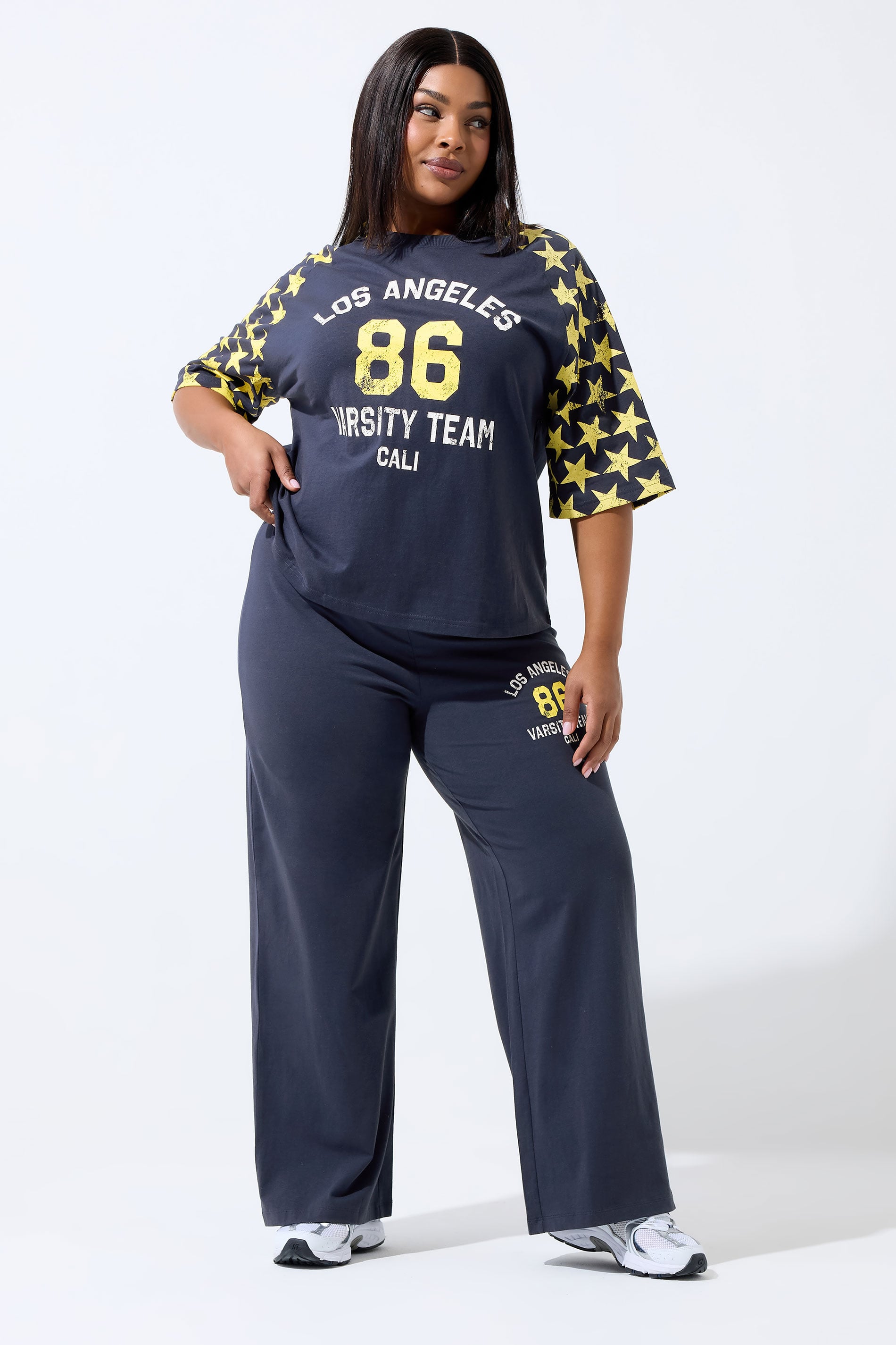 LIMITED COLLECTION Plus Size Navy Blue '86' Straight Leg Leggings | Yours Clothing 3