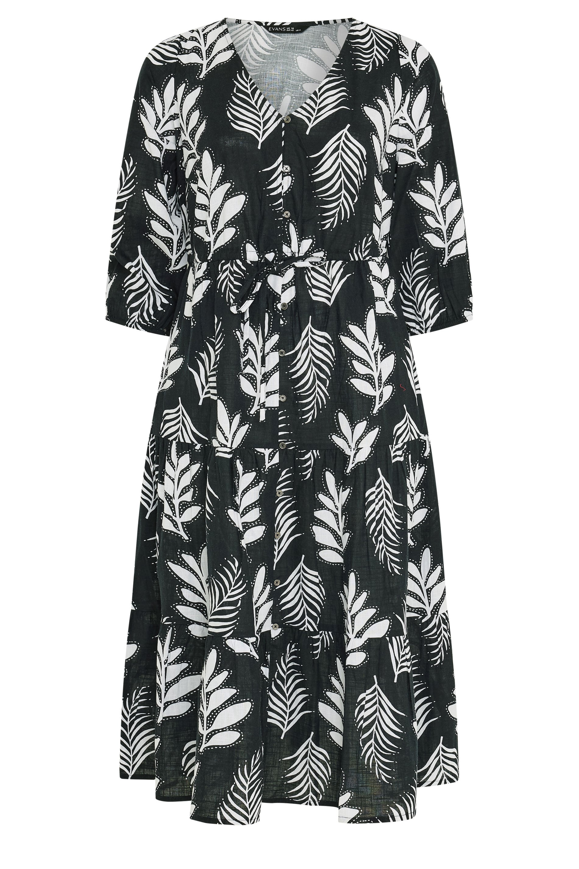 EVANS Plus Size Black Mono Print Maxi Dress | Evans 5