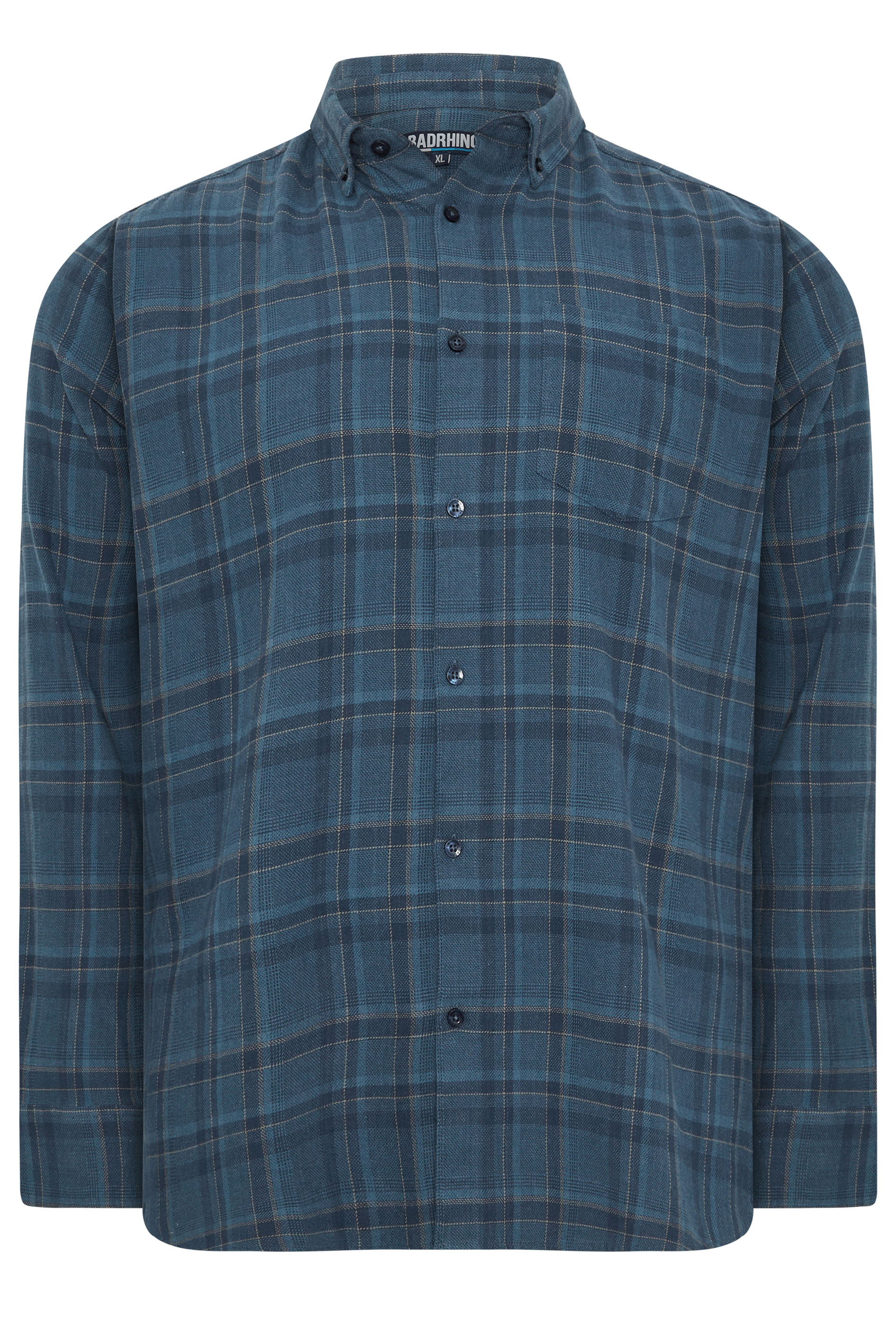BadRhino Big & Tall Blue Check Long Sleeve Shirt | BadRhino 5
