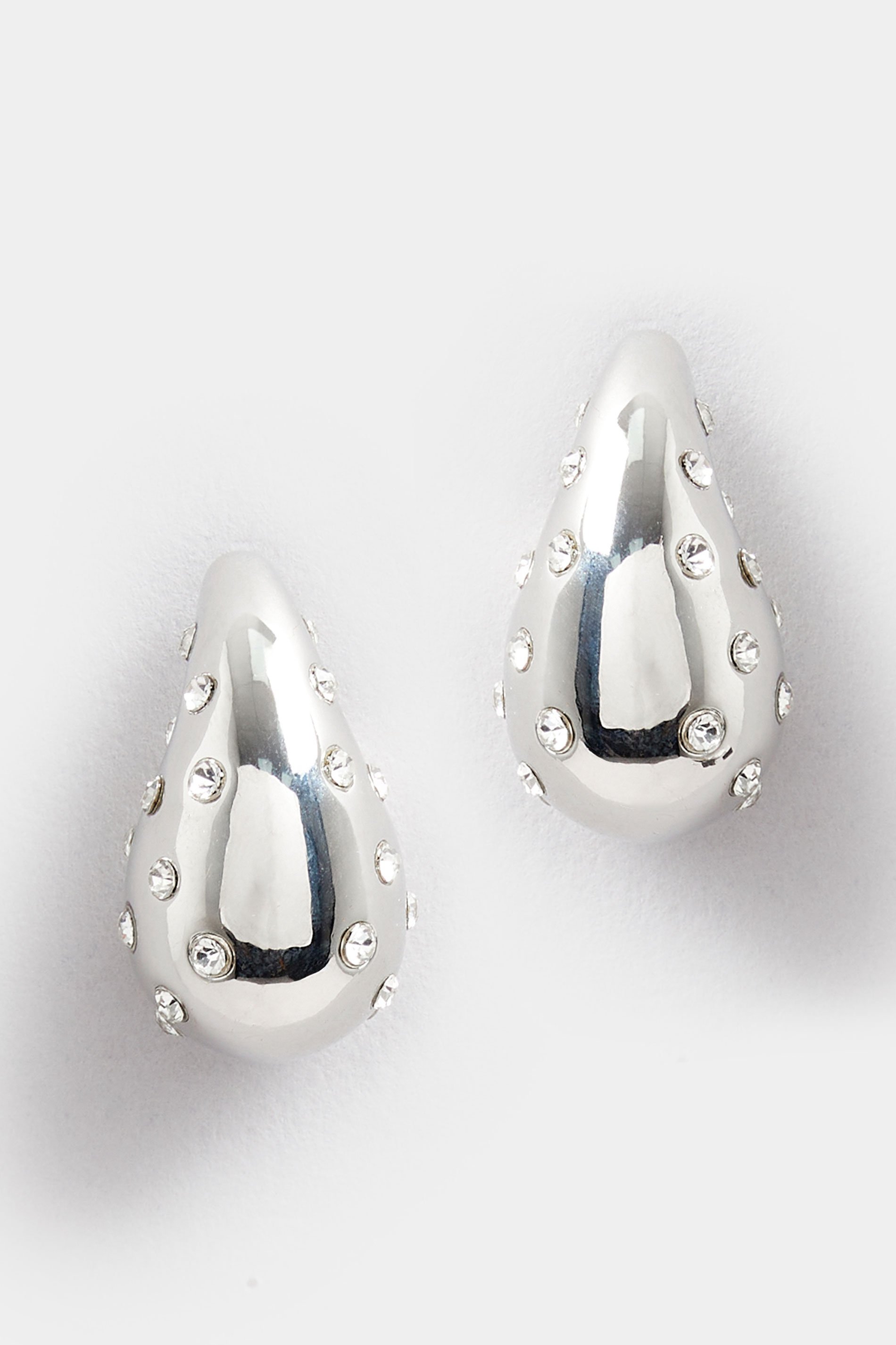 Silver Tone Diamante Teardrop Earrings | Yours Clothing 2