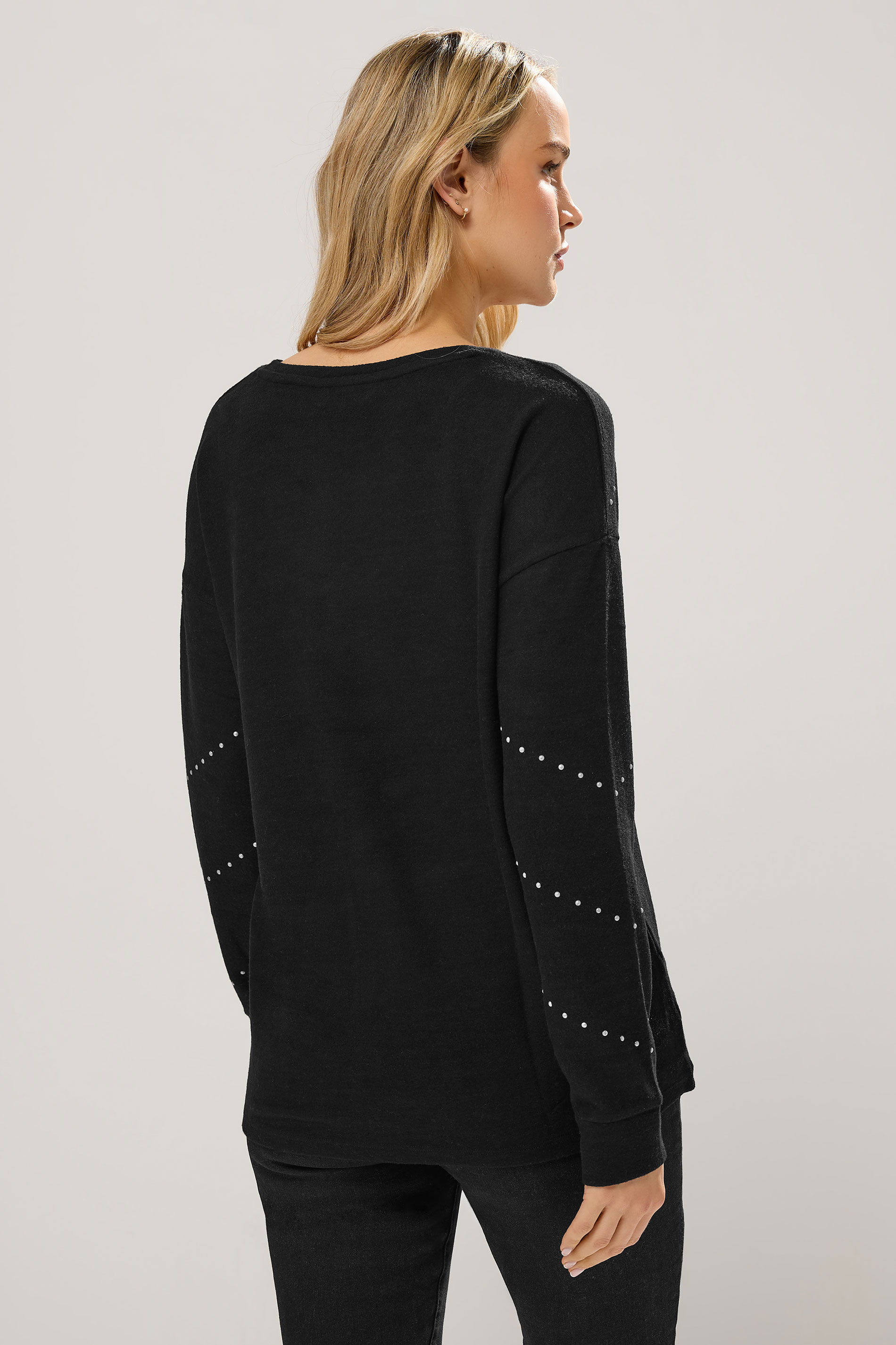 LTS Tall Black Studded Jumper | Long Tall Sally 2