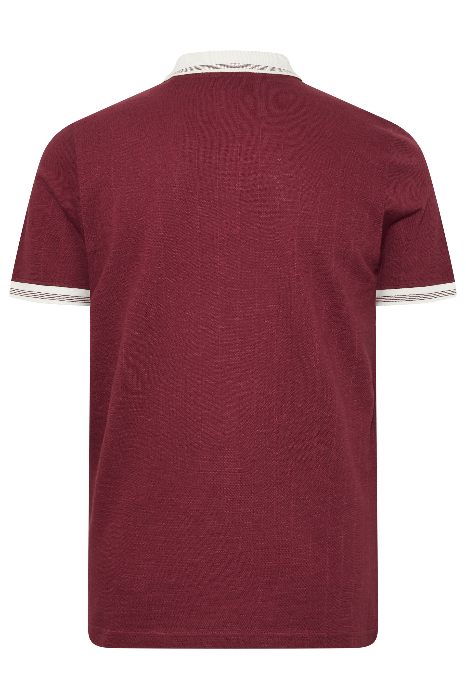 BadRhino Big & Tall Wine Red Mini Check Tipped Polo Shirt | BadRhino 6