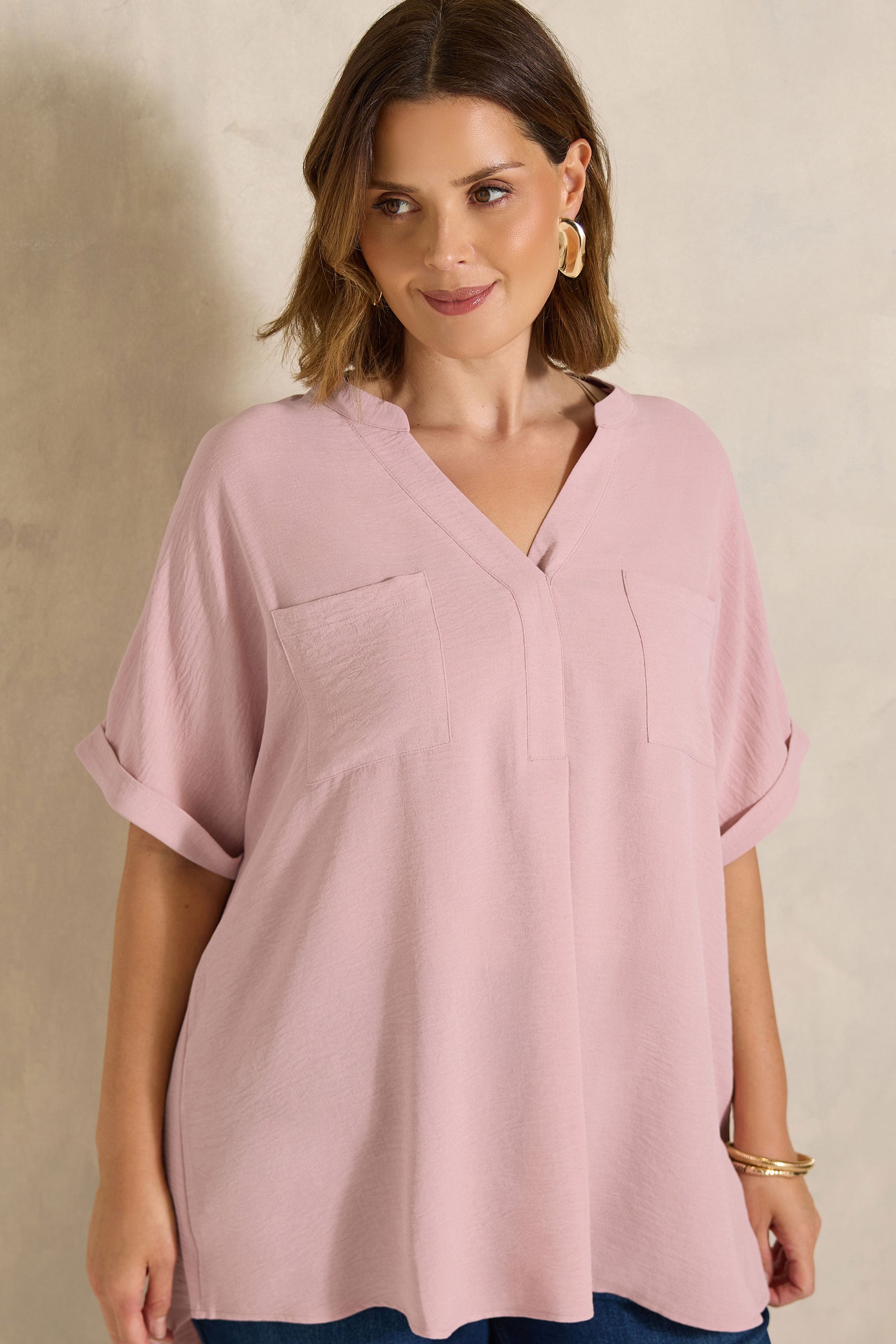 Evans Women's Pink Plus Rose Overhead Utility Shirt Size 30-32