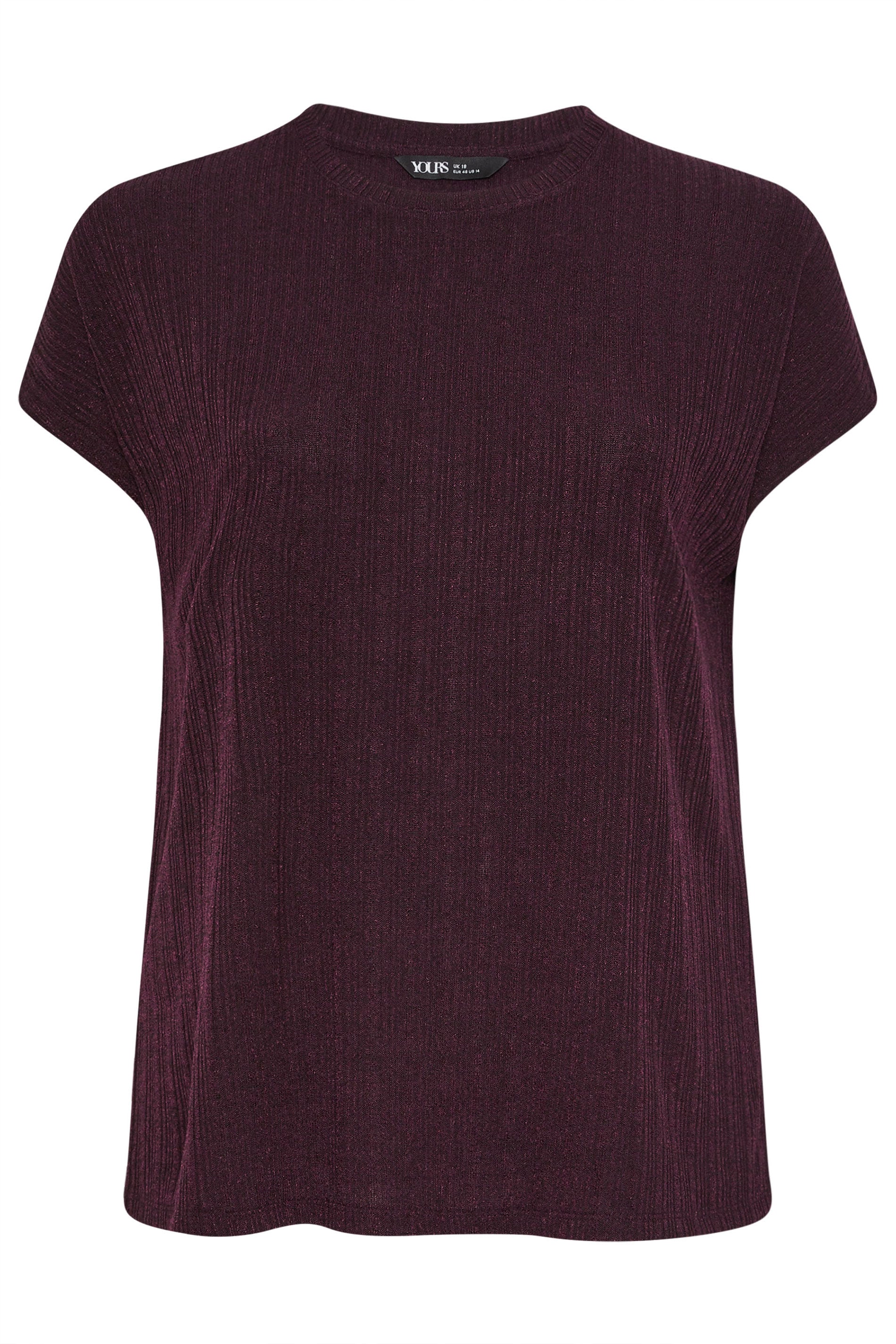 YOURS Plus Size Dark Purple Knitted T-Shirt | Yours Clothing 5
