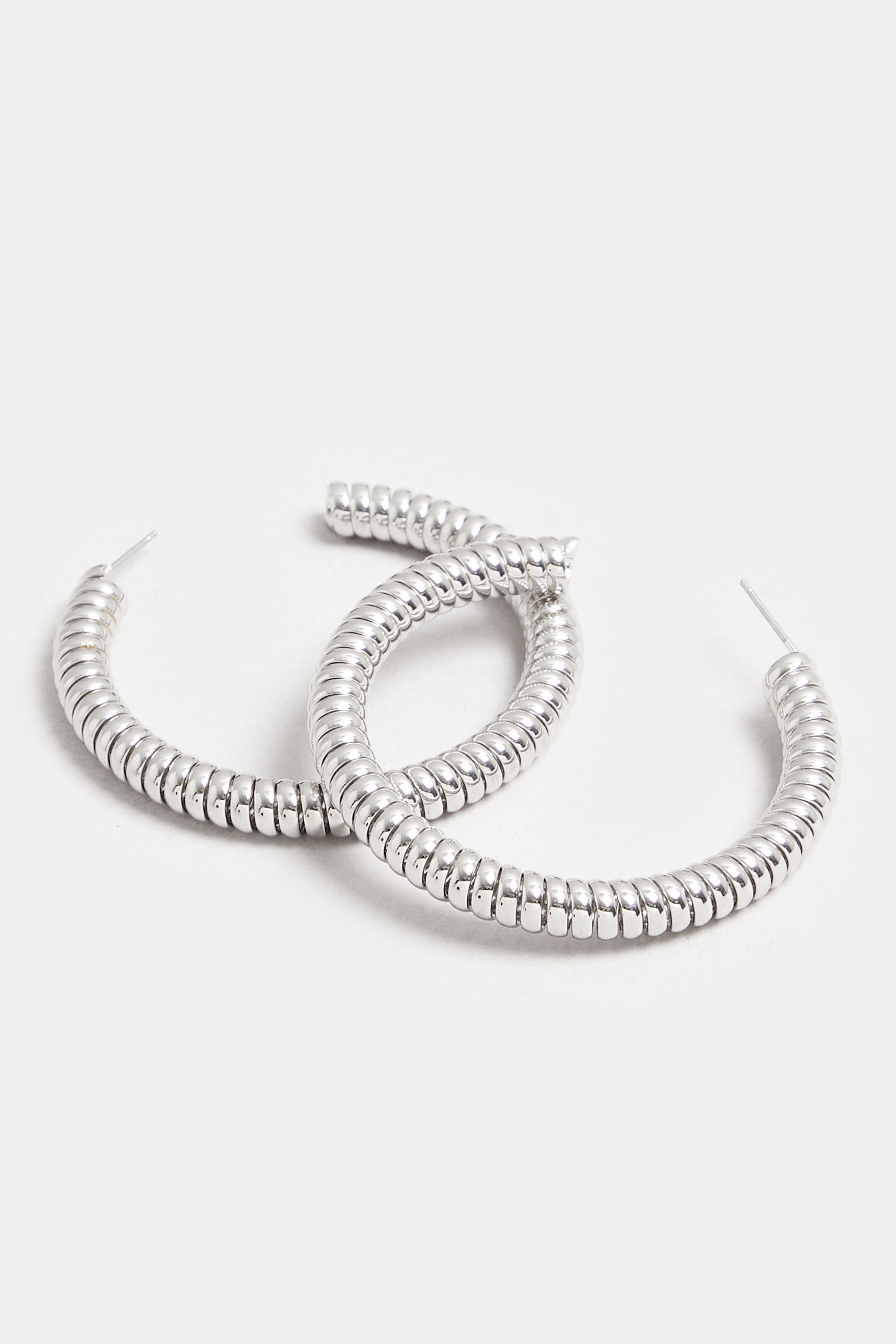 Silver Tone Statement Coil Hoop Earrings | Yours Clothing  2
