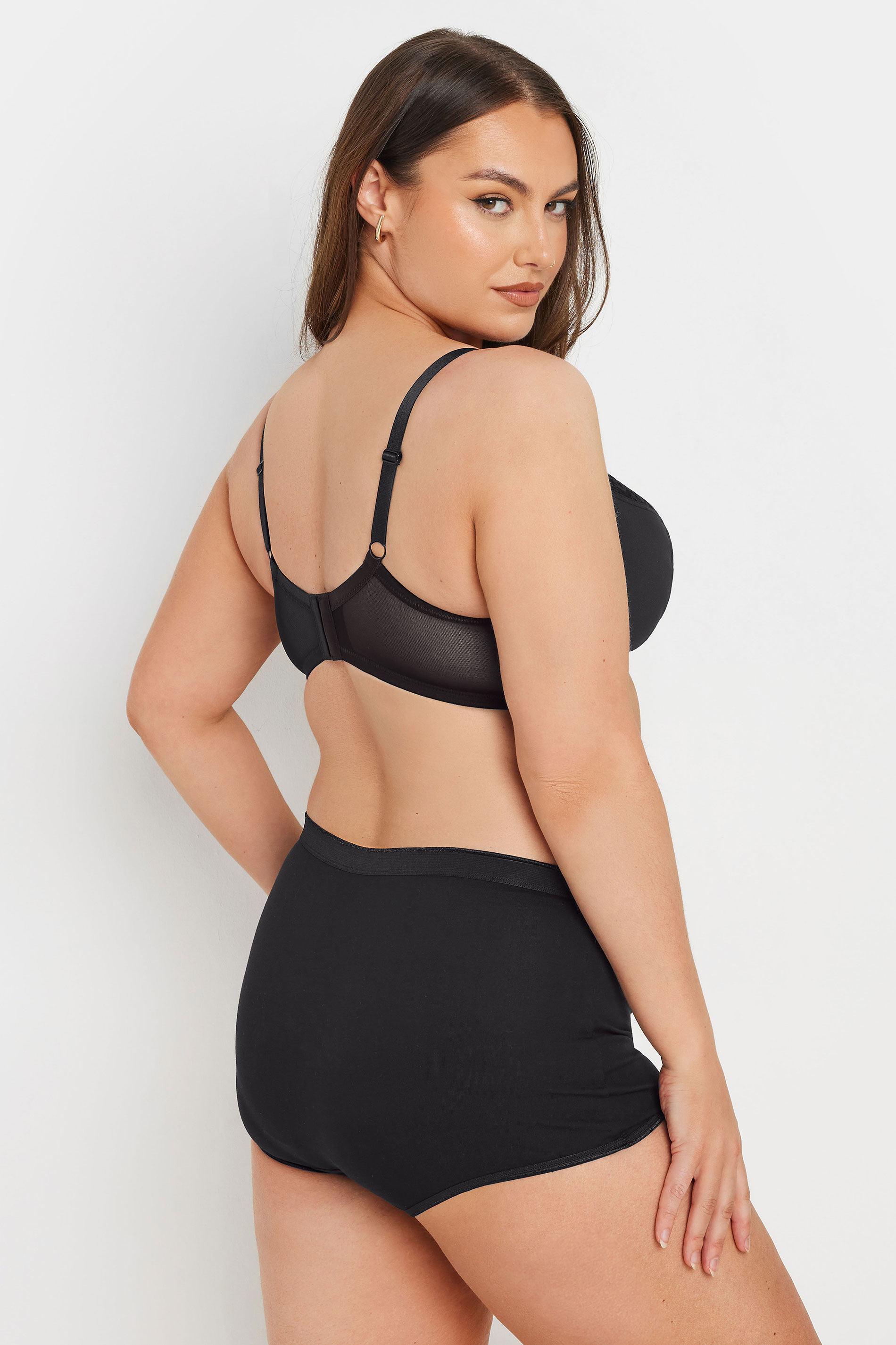 YOURSET 3 PACK Plus Size Black & Pink Animal Mesh Underwired Bras | Yours Clothing 7