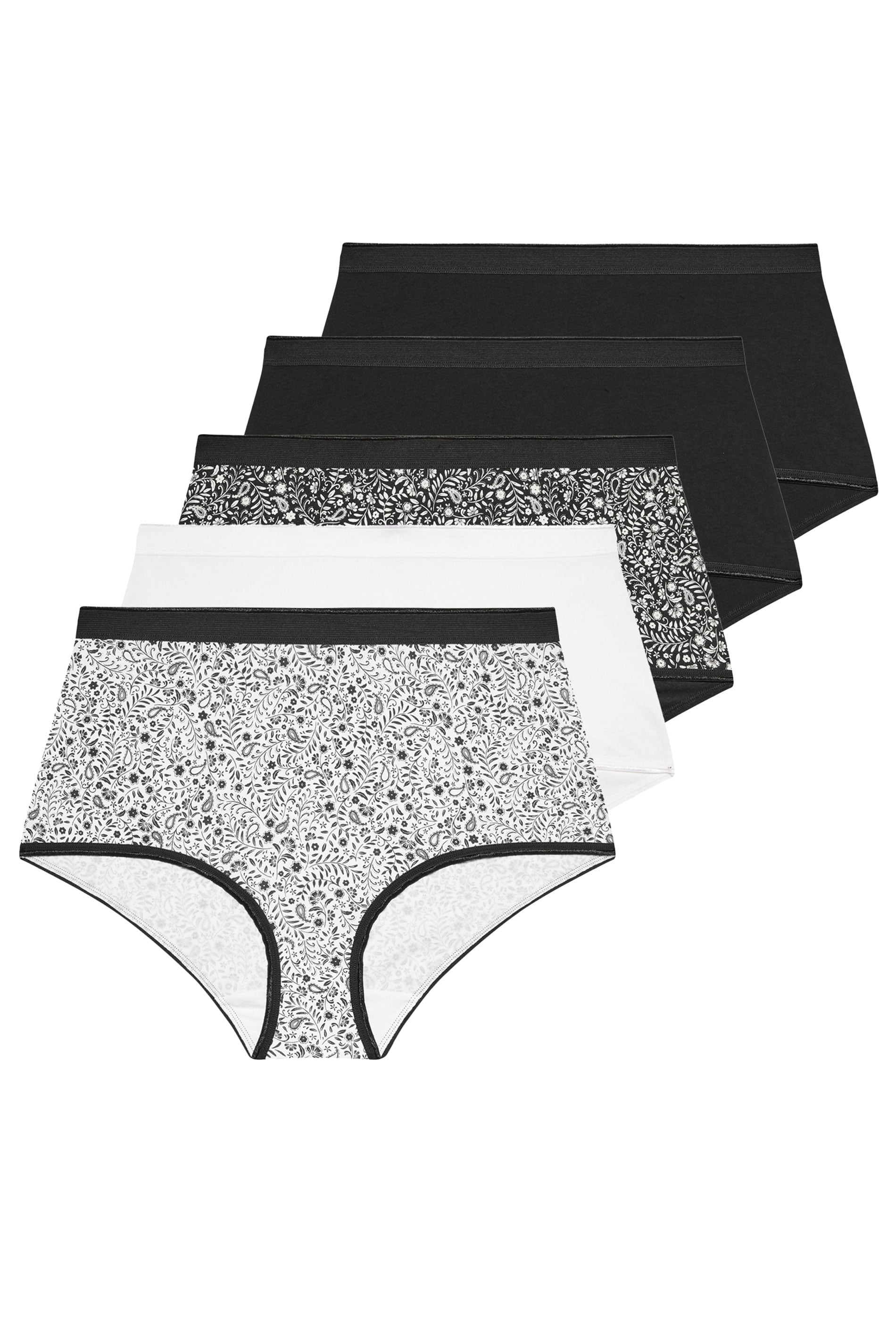 YOURSET 5 PACK Plus Size Black Paisley Print Full Briefs | Yours Clothing 3