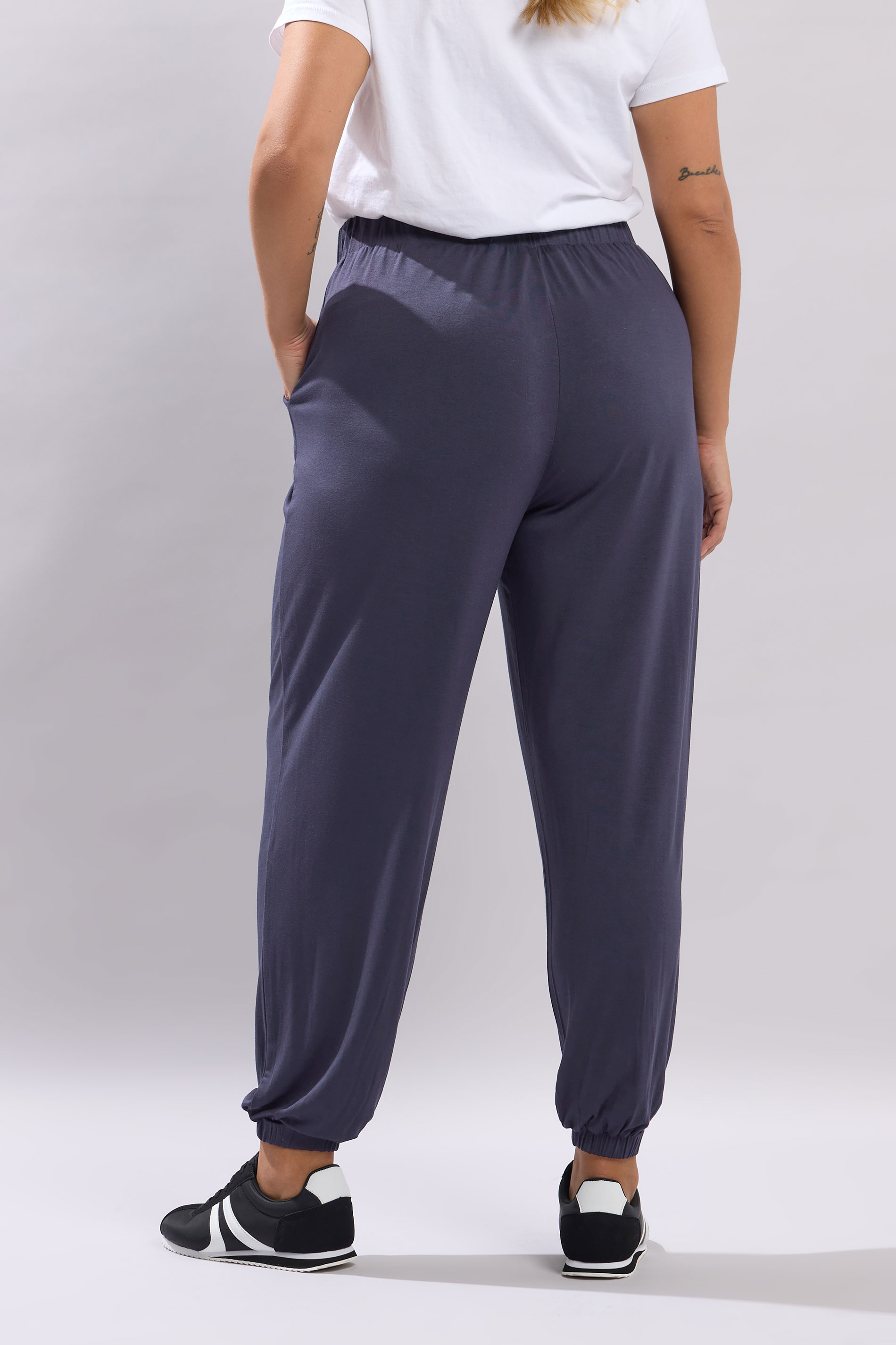 YOURS Plus Size Navy Blue Balloon Joggers | Yours Clothing 2