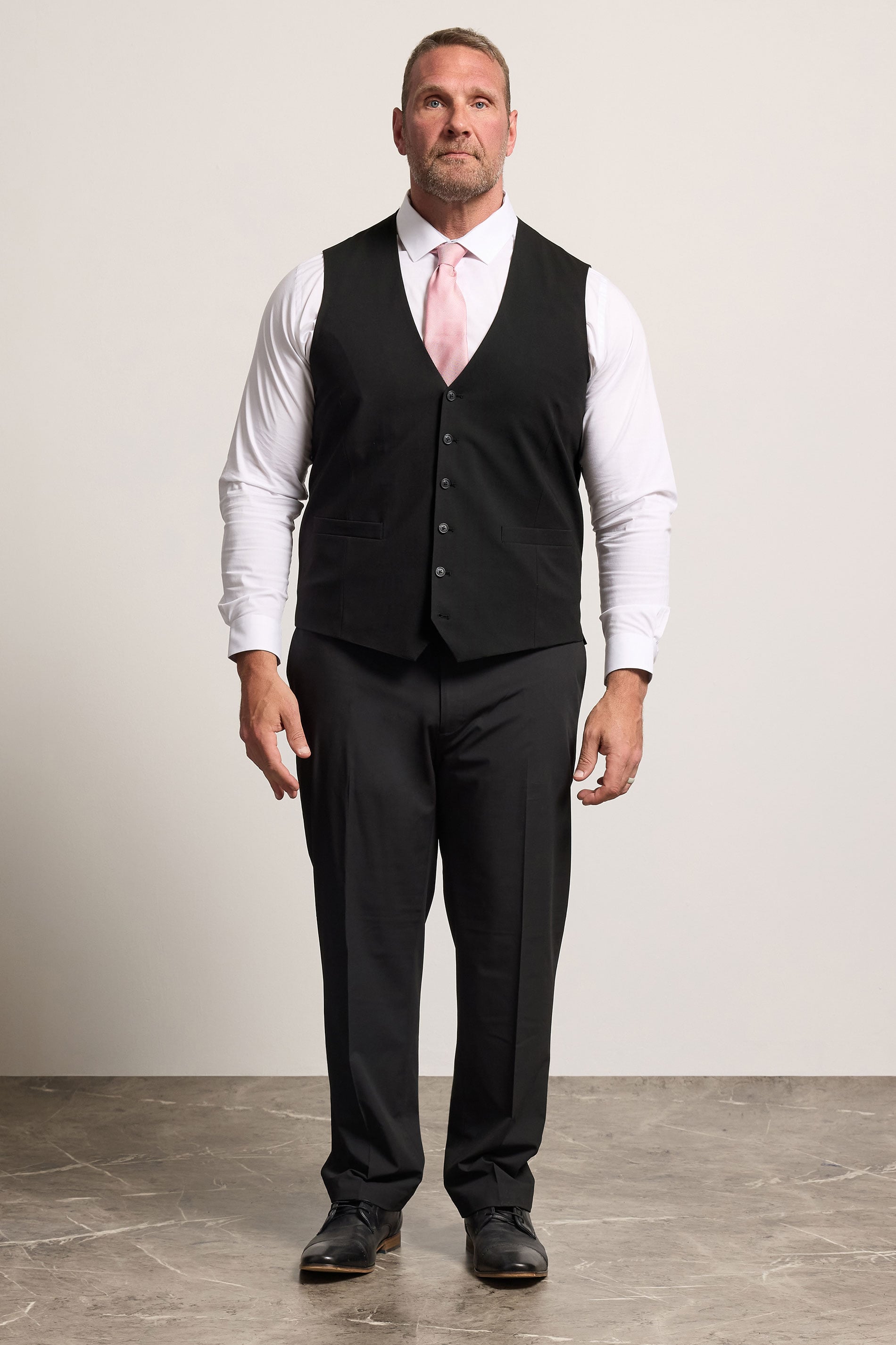 D555 Big & Tall Black Suit Waistcoat | BadRhino 1
