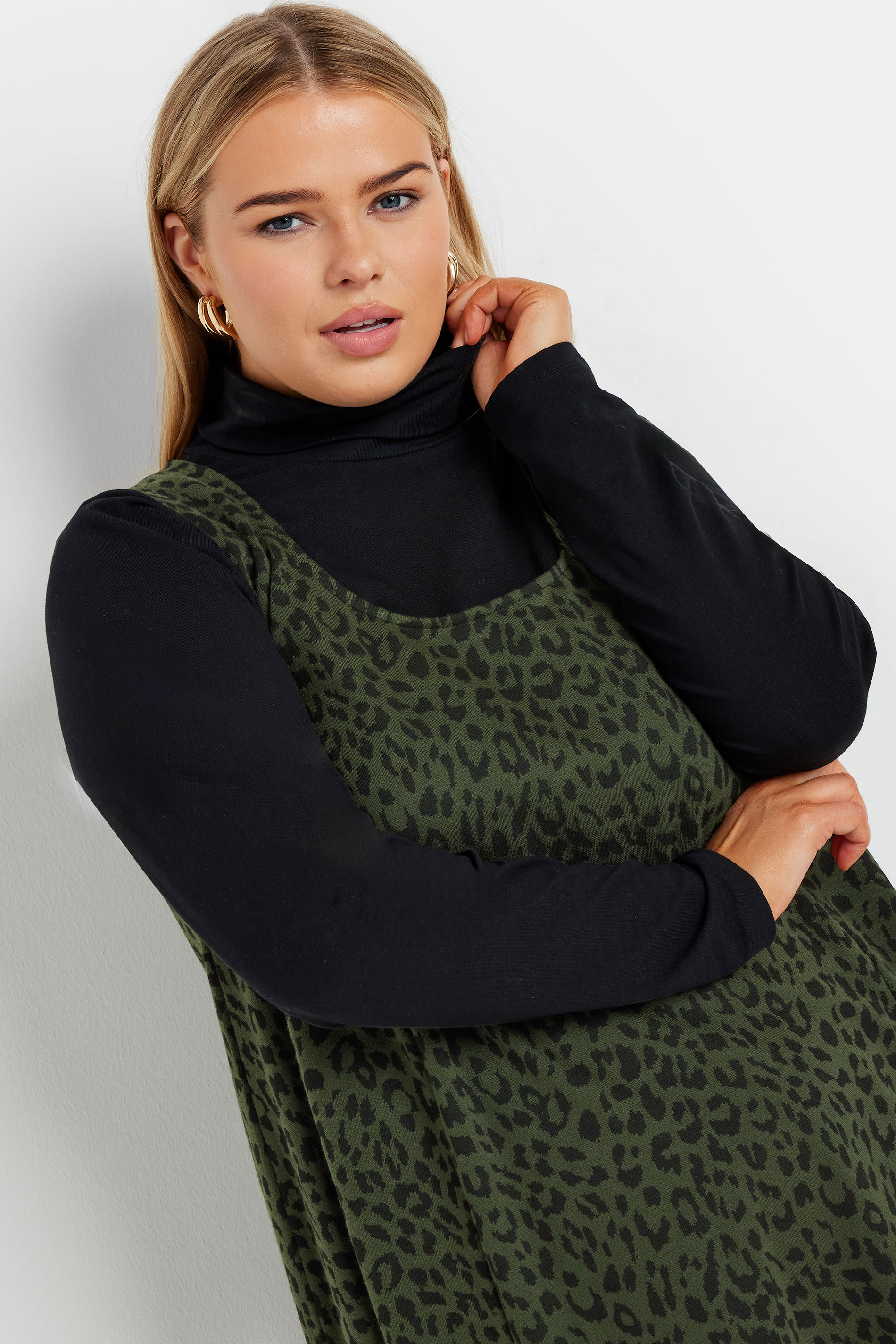 YOURS Plus Size Grey Leopard Print Pinafore Dress | Yours Clothing  4