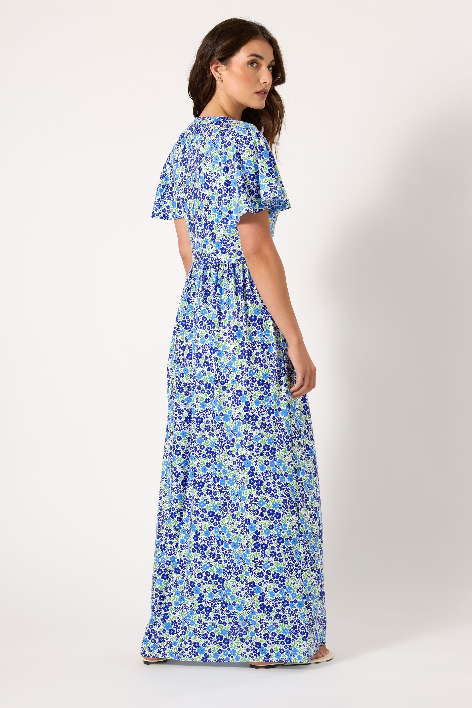 LTS Tall Blue Ditsy Angel Sleeve Maxi Dress | Long Tall Sally 2