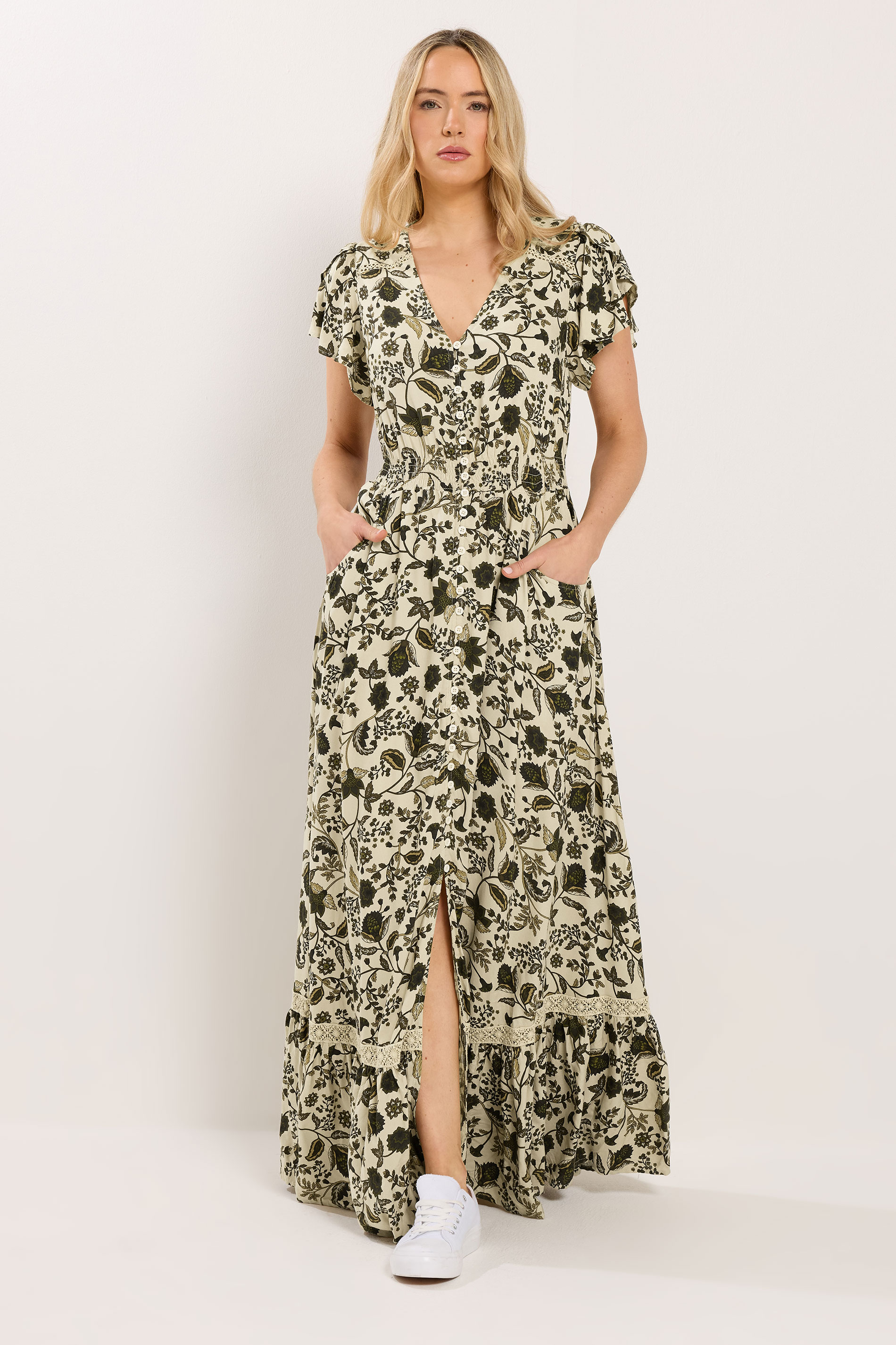 LTS Tall Women's Green Floral Button Maxi Dress | Long Tall Sally 2