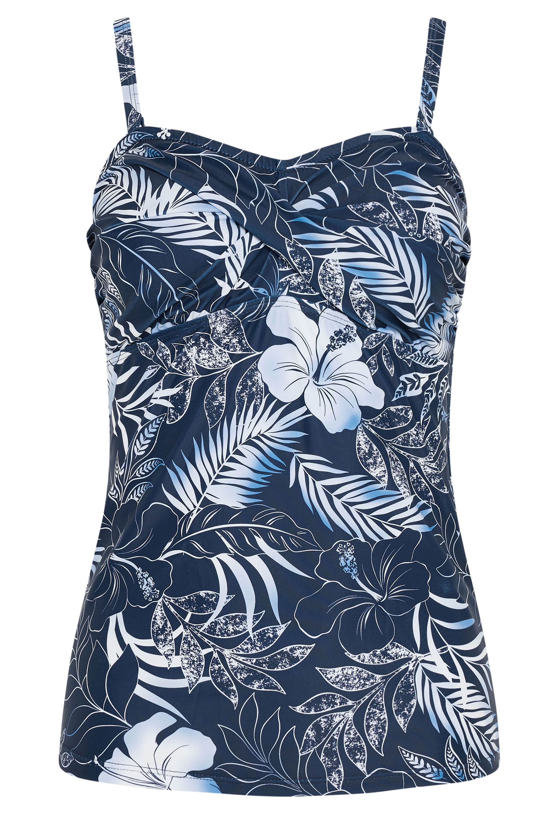 M&Co Navy Blue Tropical Print Twist Front Tankini Top | M&Co 6