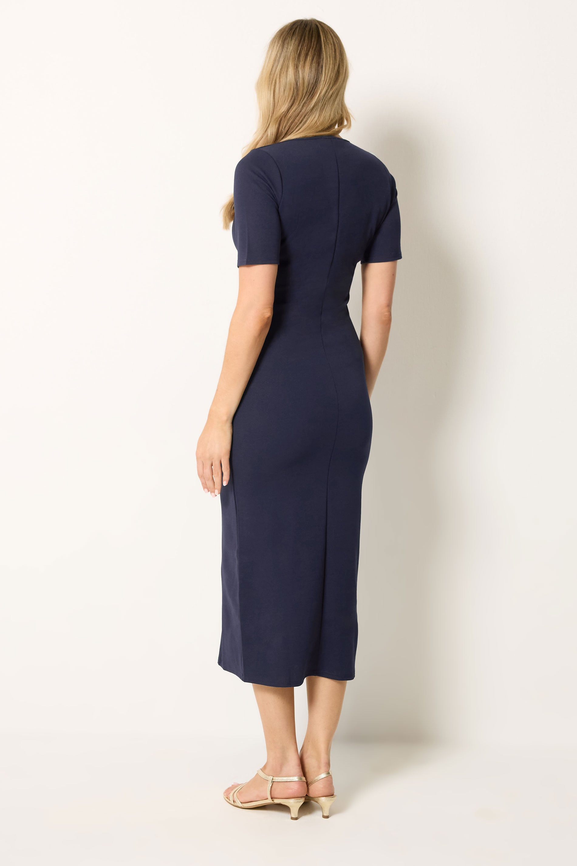 LTS Tall Women's Navy Blue Notch Neck Midi Dress | Long Tall Sally 2