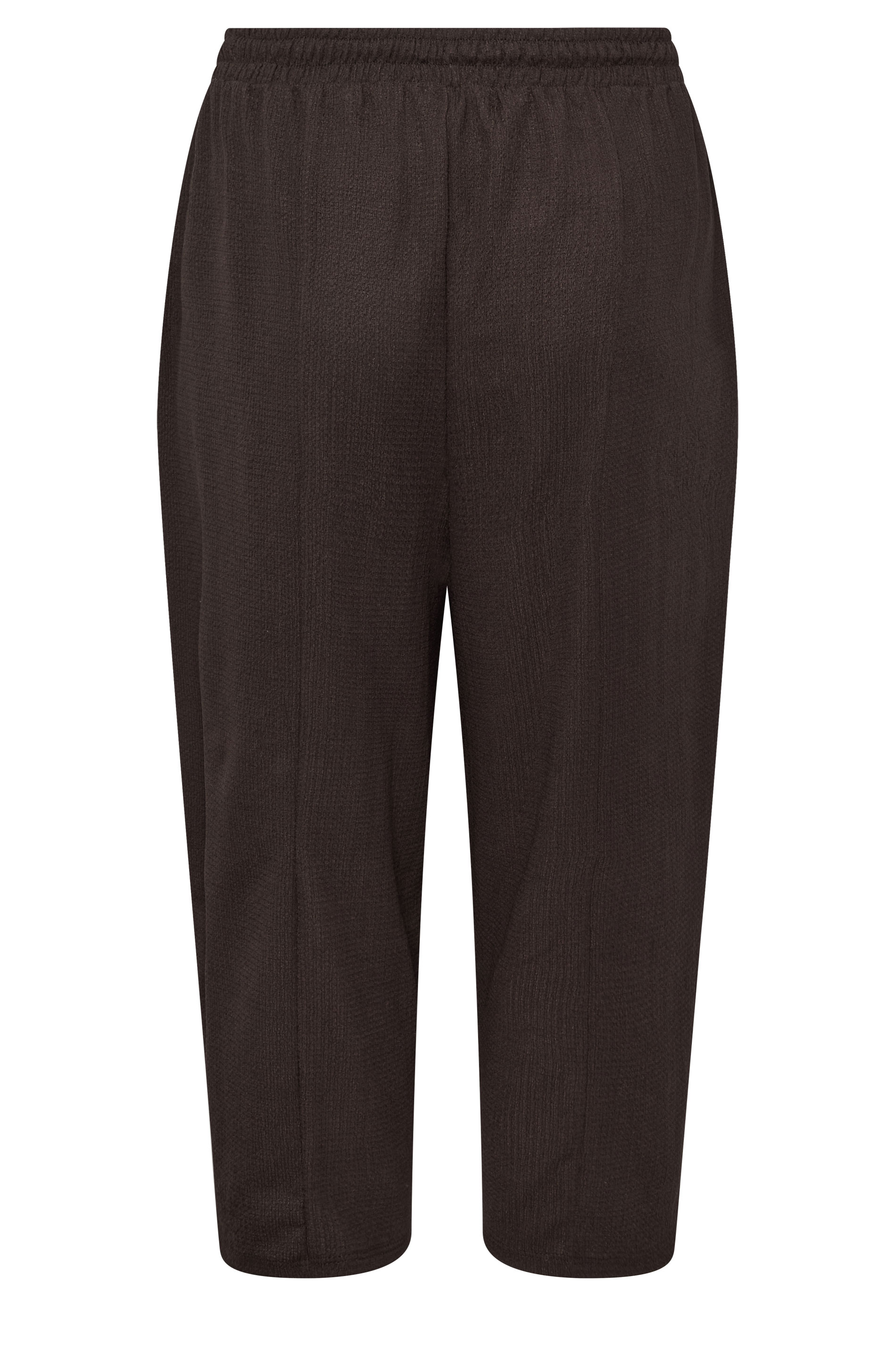 YOURS Plus Size Chocolate Brown Crinkle Barrel Trousers | Yours Clothing 2