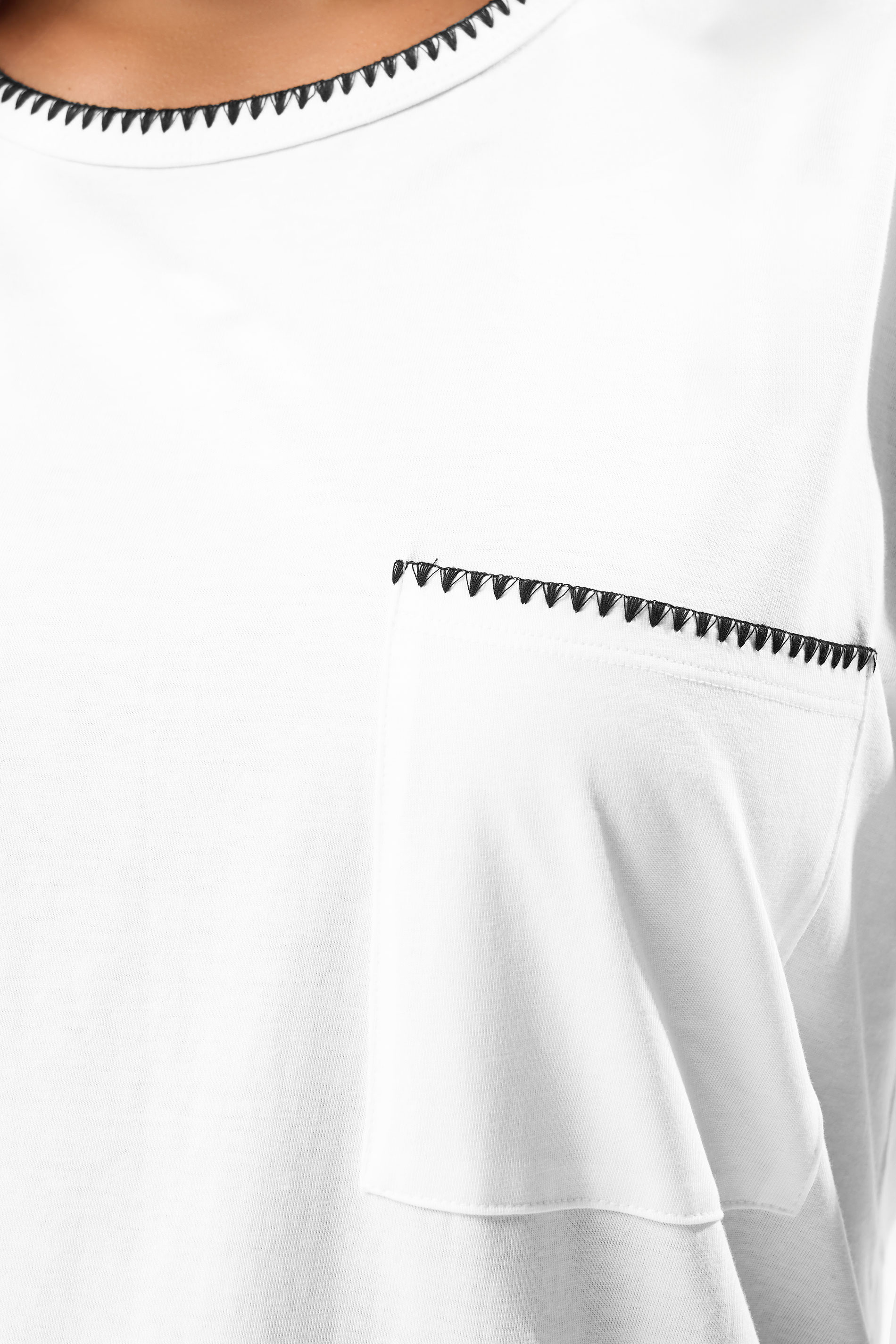 YOURS Plus Size White Contrast Stitch Heavyweight Pocket T-Shirt | Yours Clothing 4