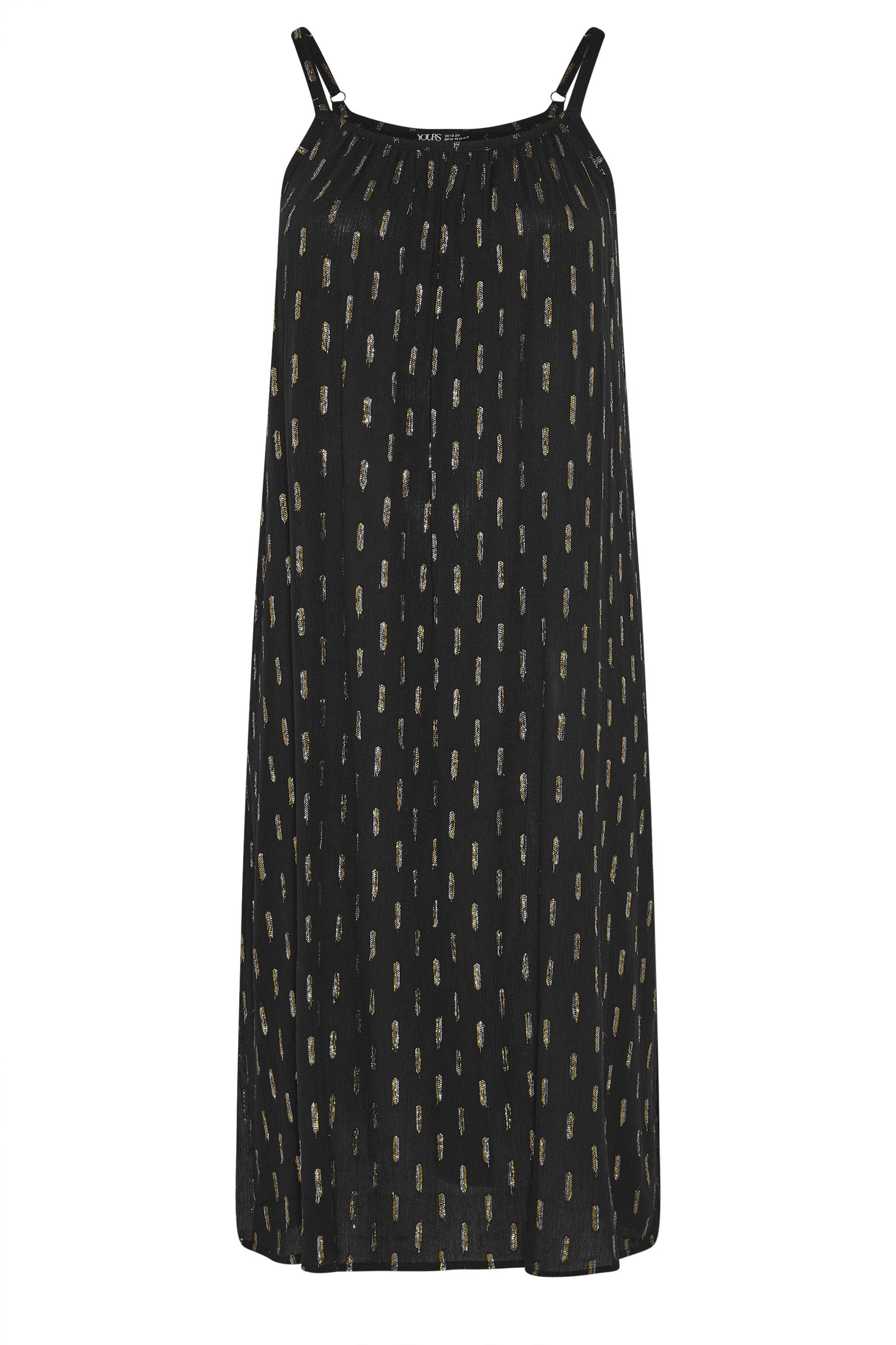 YOURS Plus Size Black Crinkle Metallic Midi Dress | Yours Clothing 7