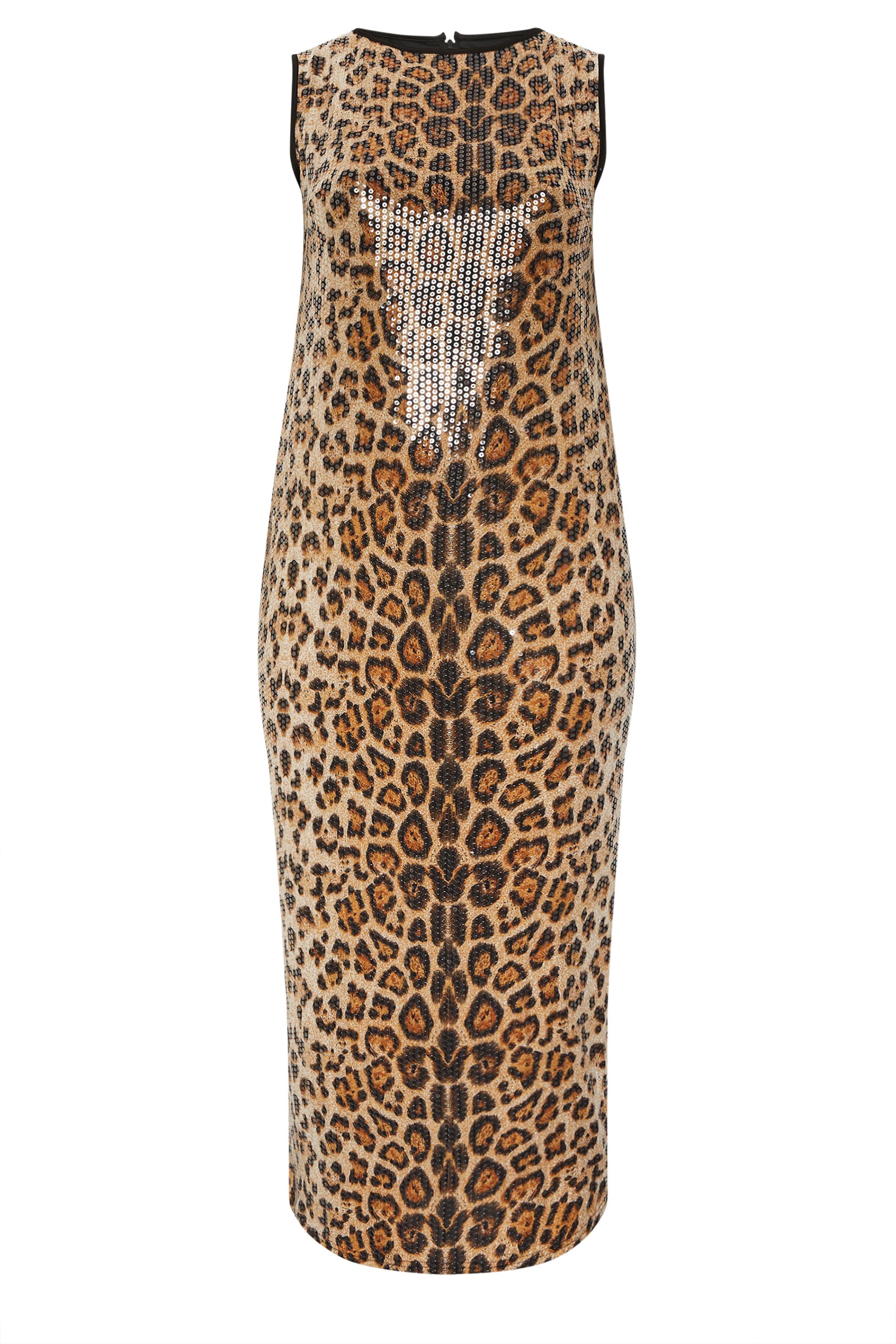 LIMITED COLLECTION Plus Size Brown Leopard Print Sequin Maxi Dress | Yours Clothing 6