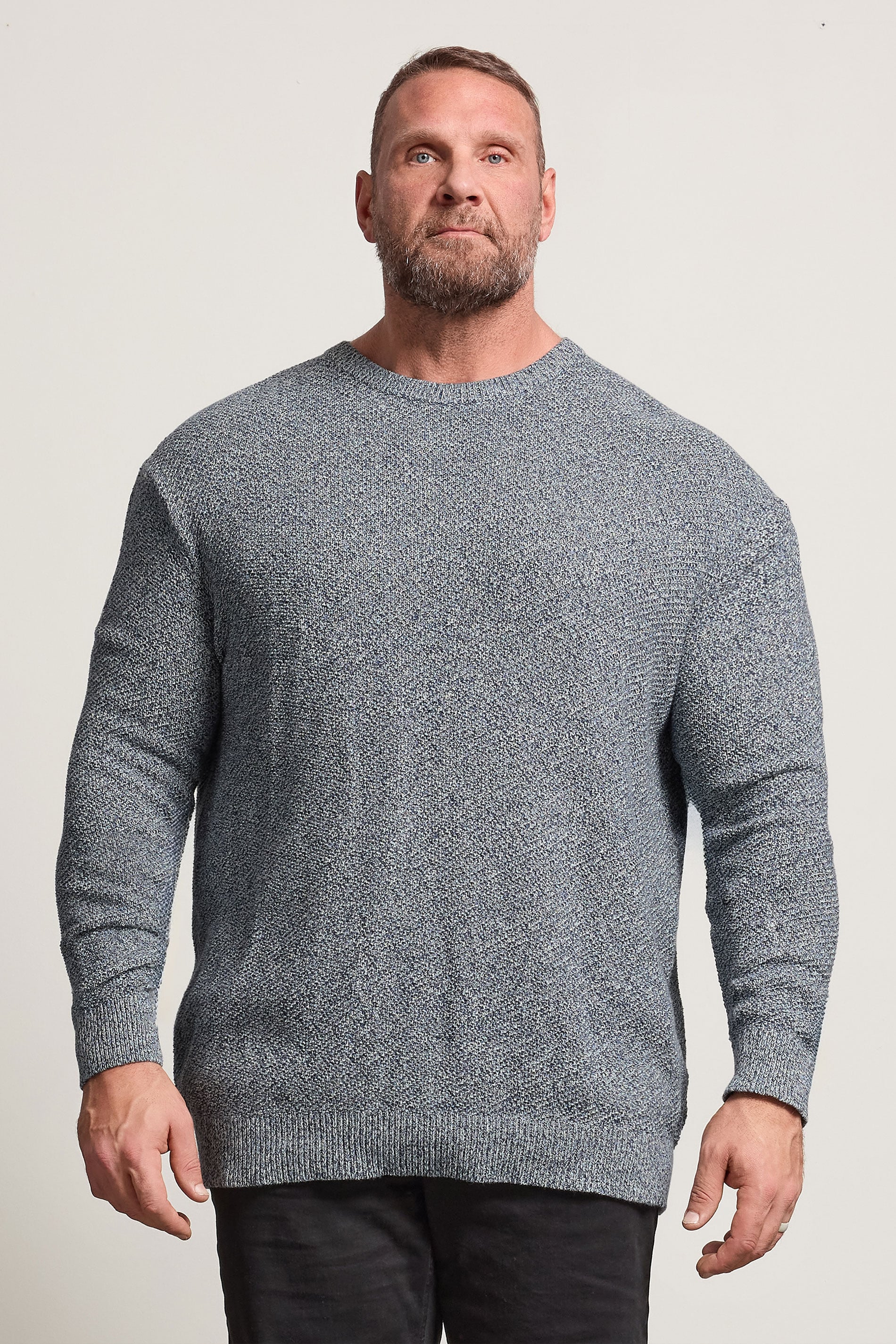 BadRhino Big & Tall Blue Crew Neck Knitted Jumper | BadRhino 3