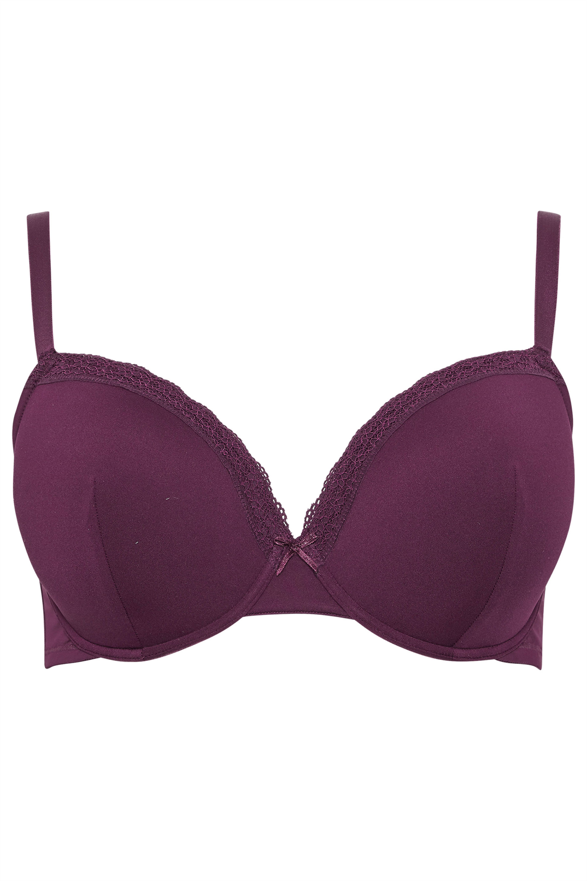YOURSET 3 PACK Plus Size Purple & Pink Lace Trim Padded T-Shirt Bras | Yours Clothing 13