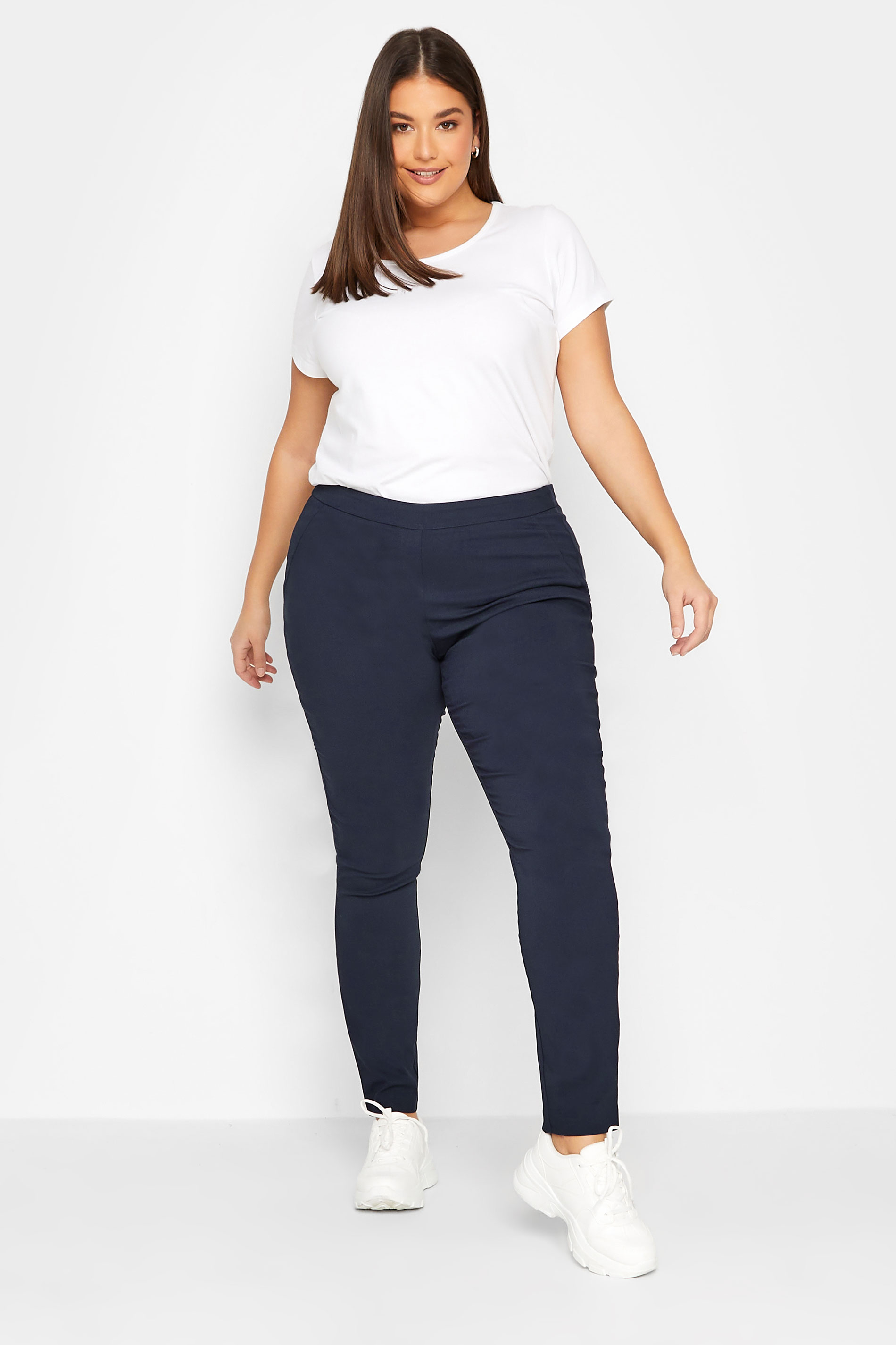 LTS Tall Women's Navy Blue Stretch Skinny Leg Trousers | Long Tall Sally 2