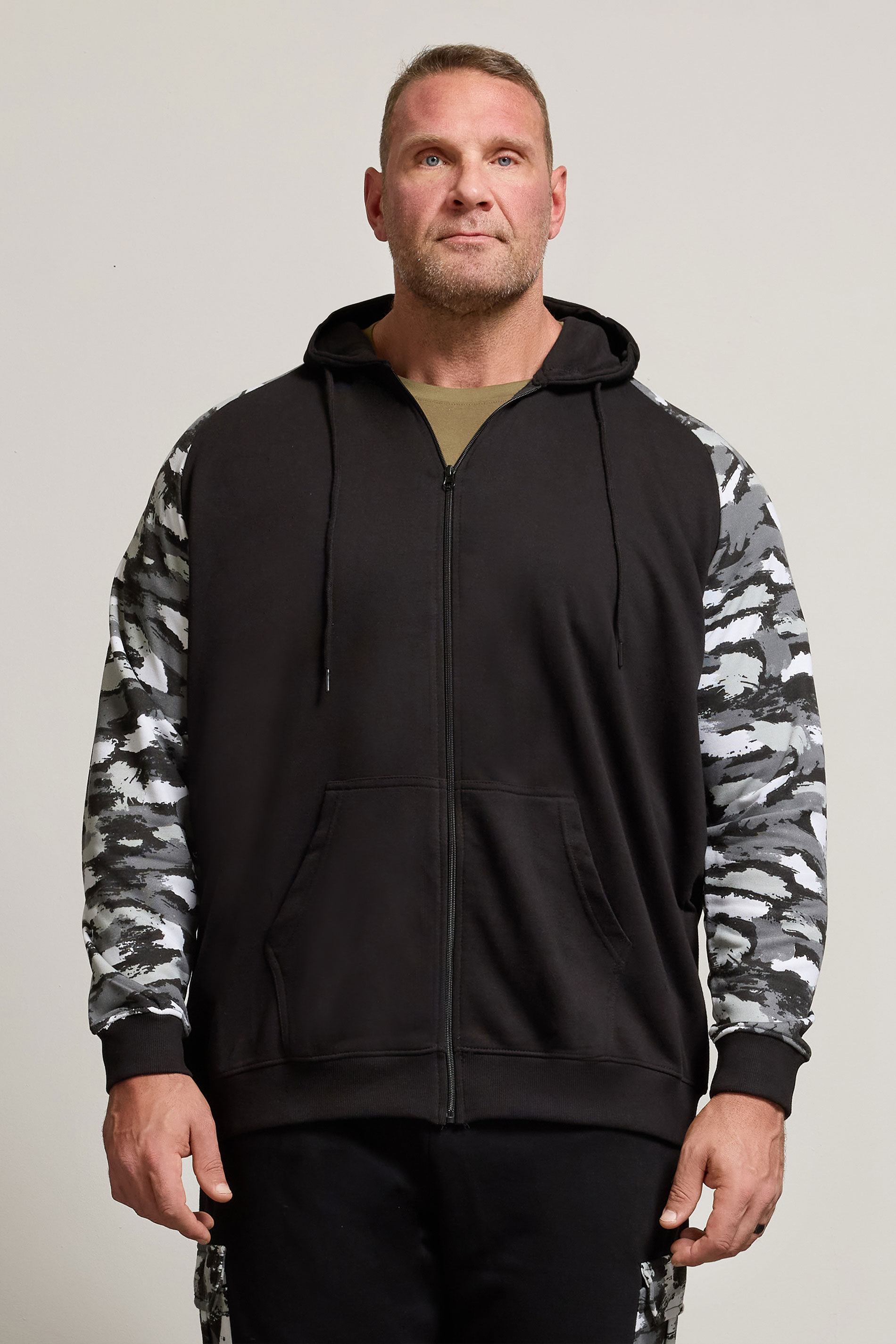 BadRhino Big & Tall Black Camo Print Zip Through Hoodie | BadRhino 3