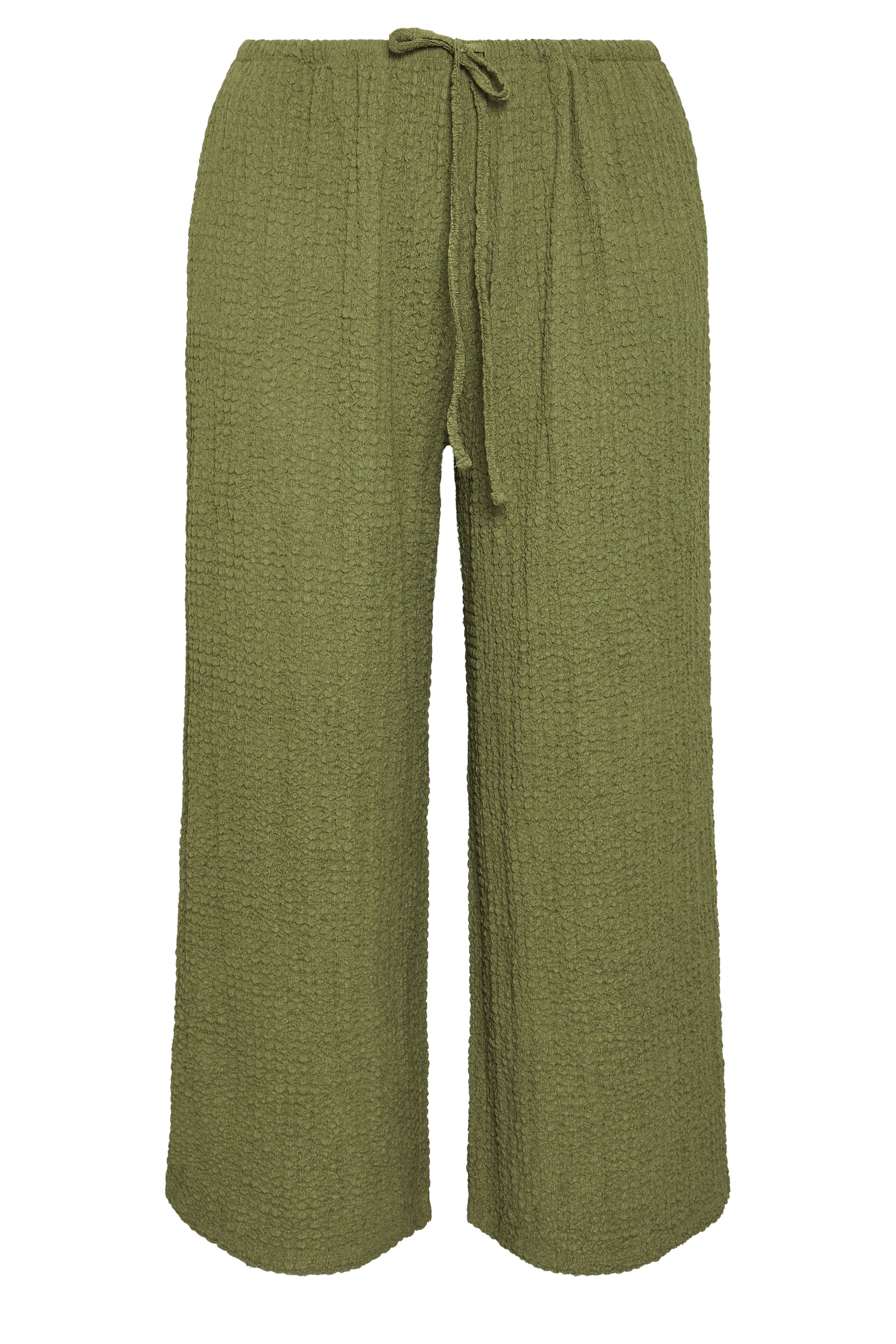 EVANS Plus Size Khaki Green Crinkle Wide Leg Trousers | Evans 6