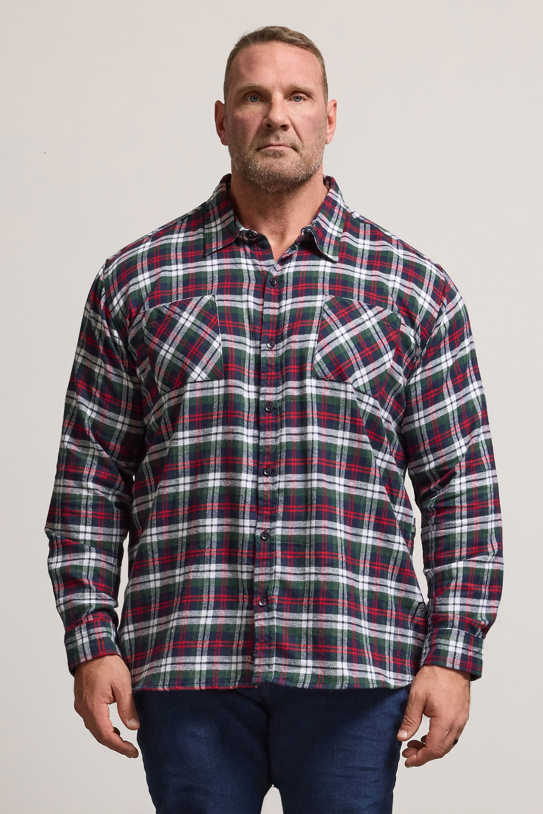 BadRhino Big & Tall Red Check Print Long Sleeve Flannel Shirt | BadRhino 3