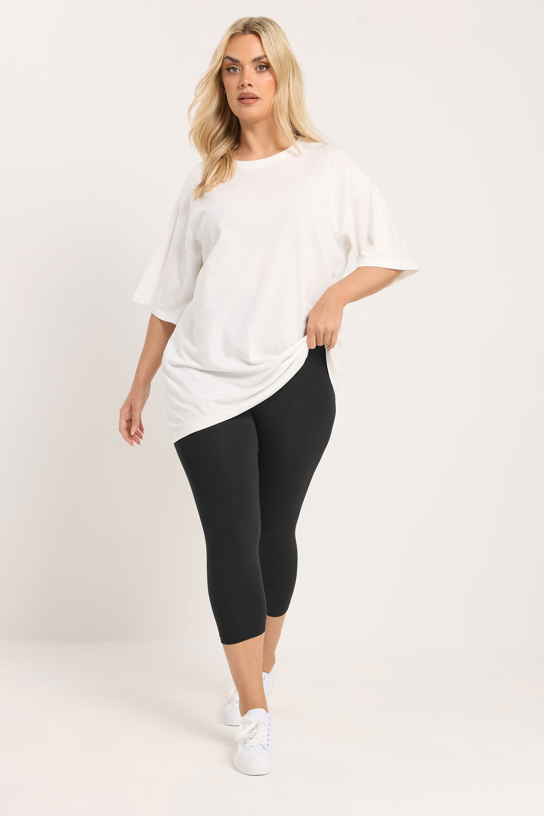 YOURSET 2 PACK Plus Size Black Daisy Cropped Leggings | Yours Clothing 5
