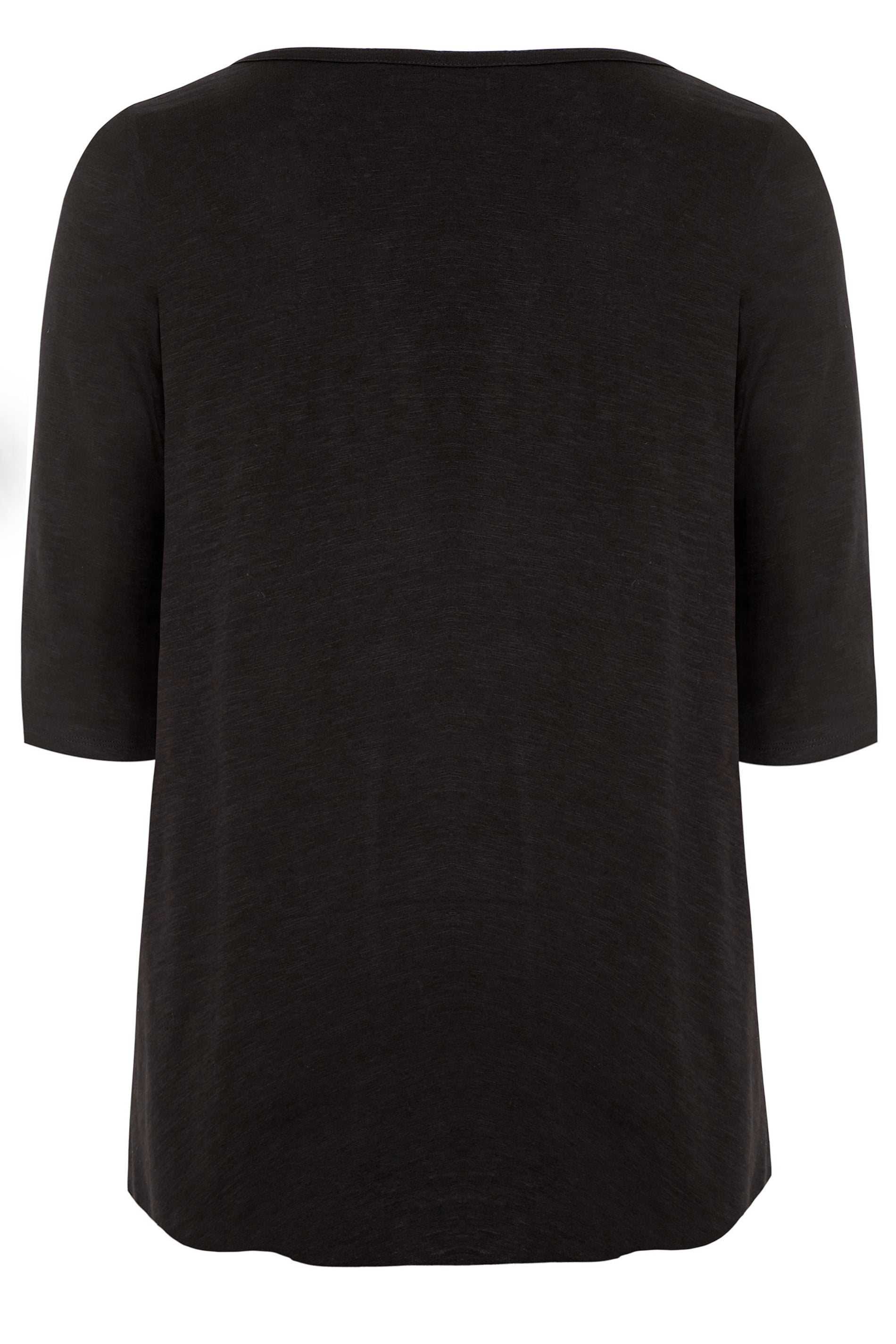 Plus Size YOURS FOR GOOD Black Pintuck Button Henley T-Shirt | Yours Clothing 6