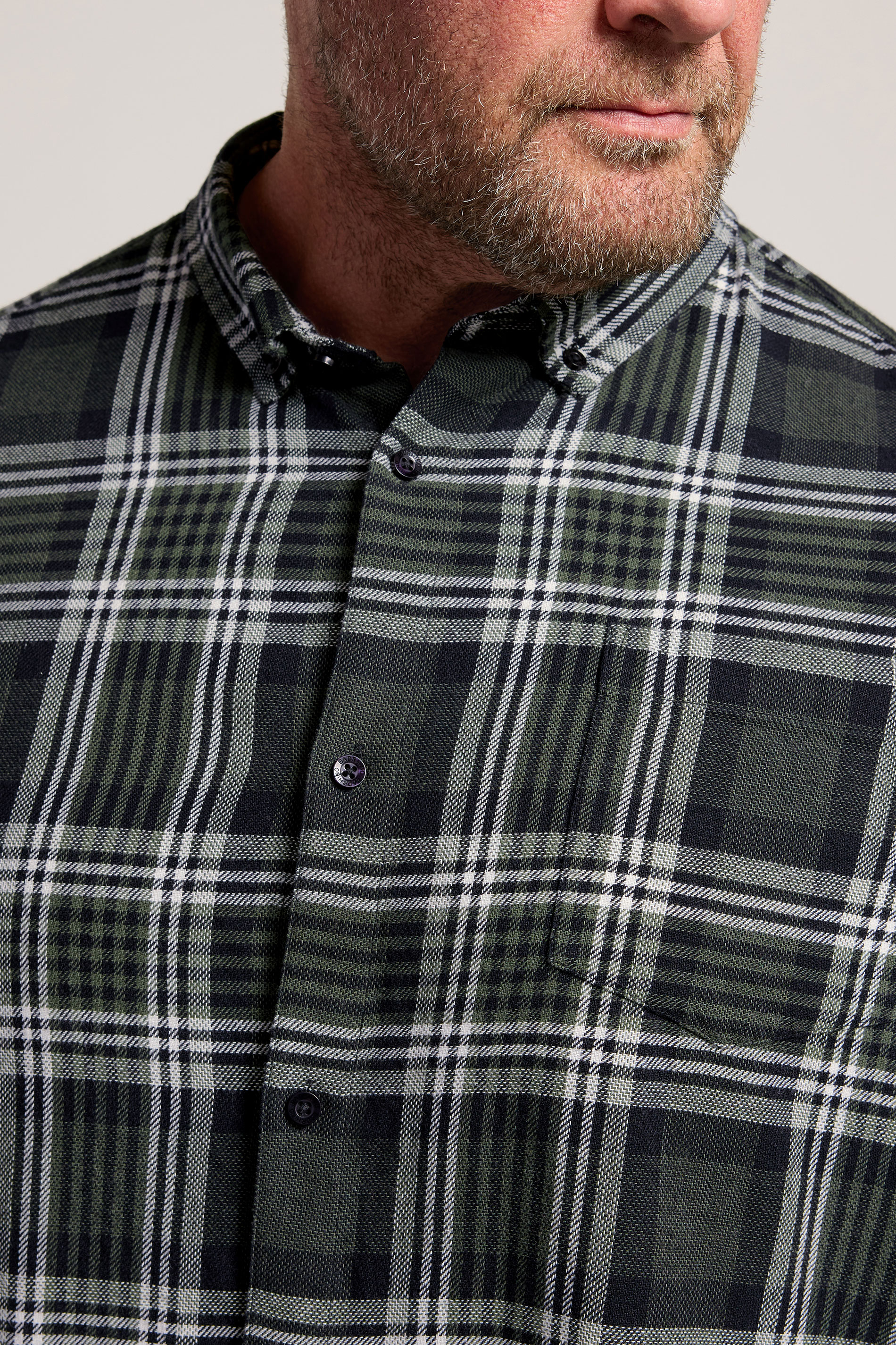 BadRhino Big & Tall Green Check Long Sleeve Shirt | BadRhino 4