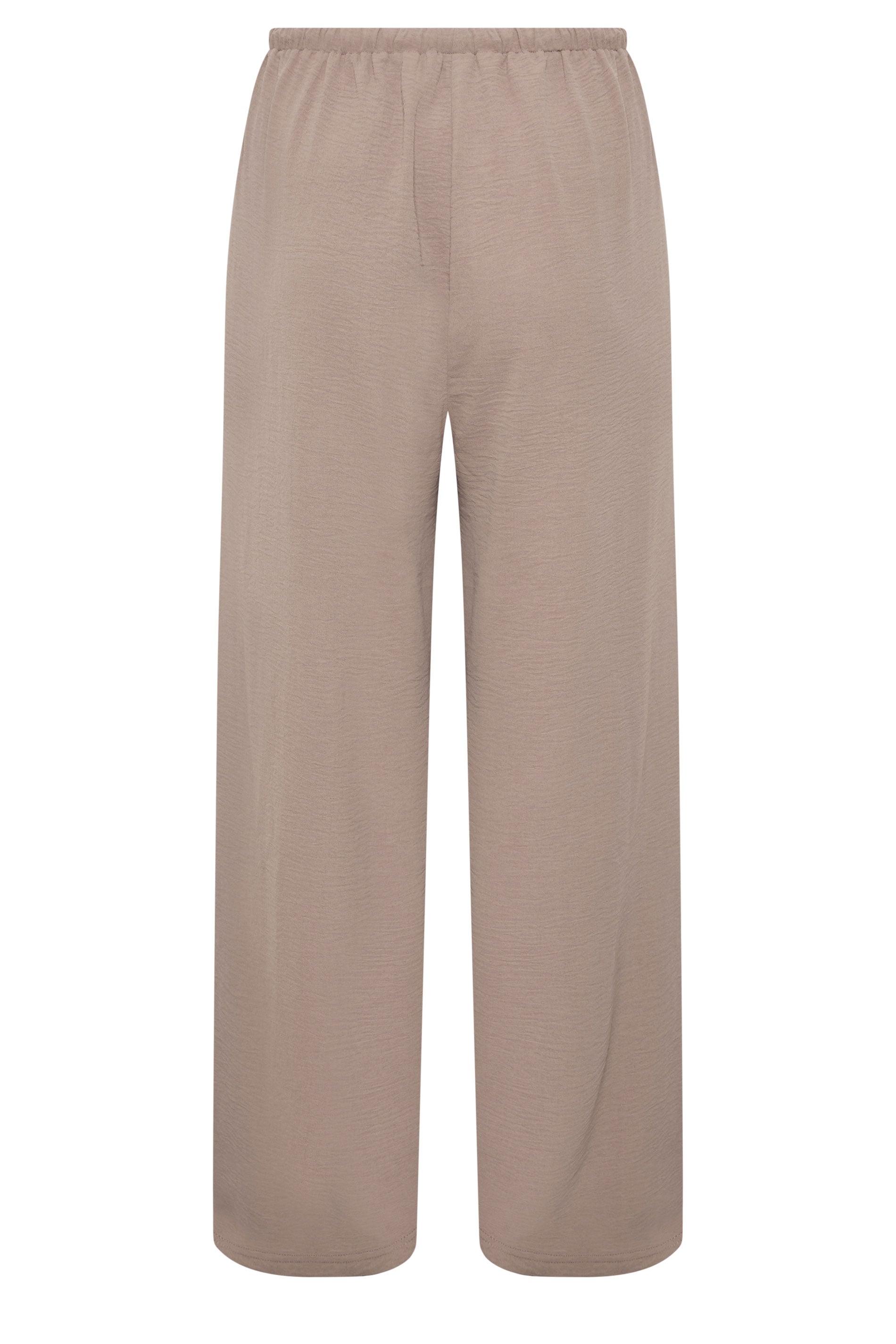 EVANS Plus Size Mocha Brown Tie Waist Wide Leg Trousers | Evans 2
