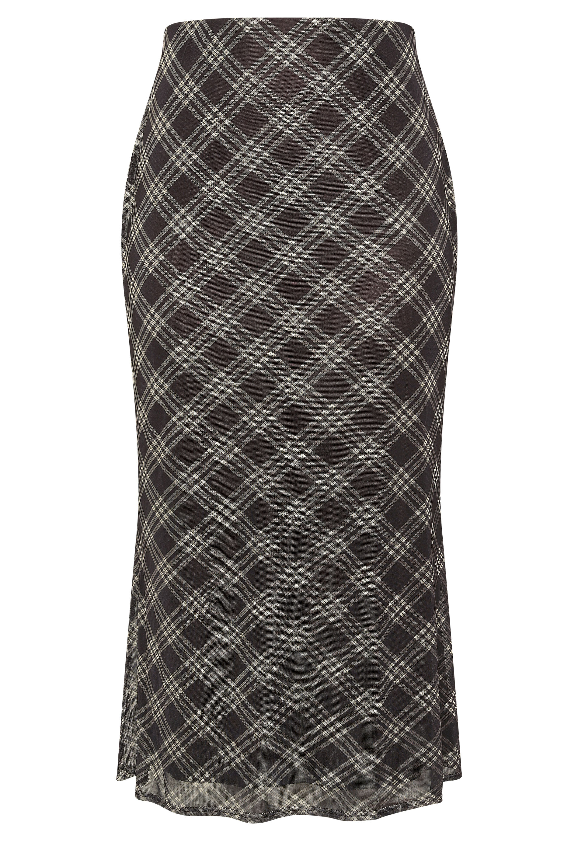 LIMITED COLLECTION Plus Size Brown Checked Mesh Skirt | Yours Clothing 7