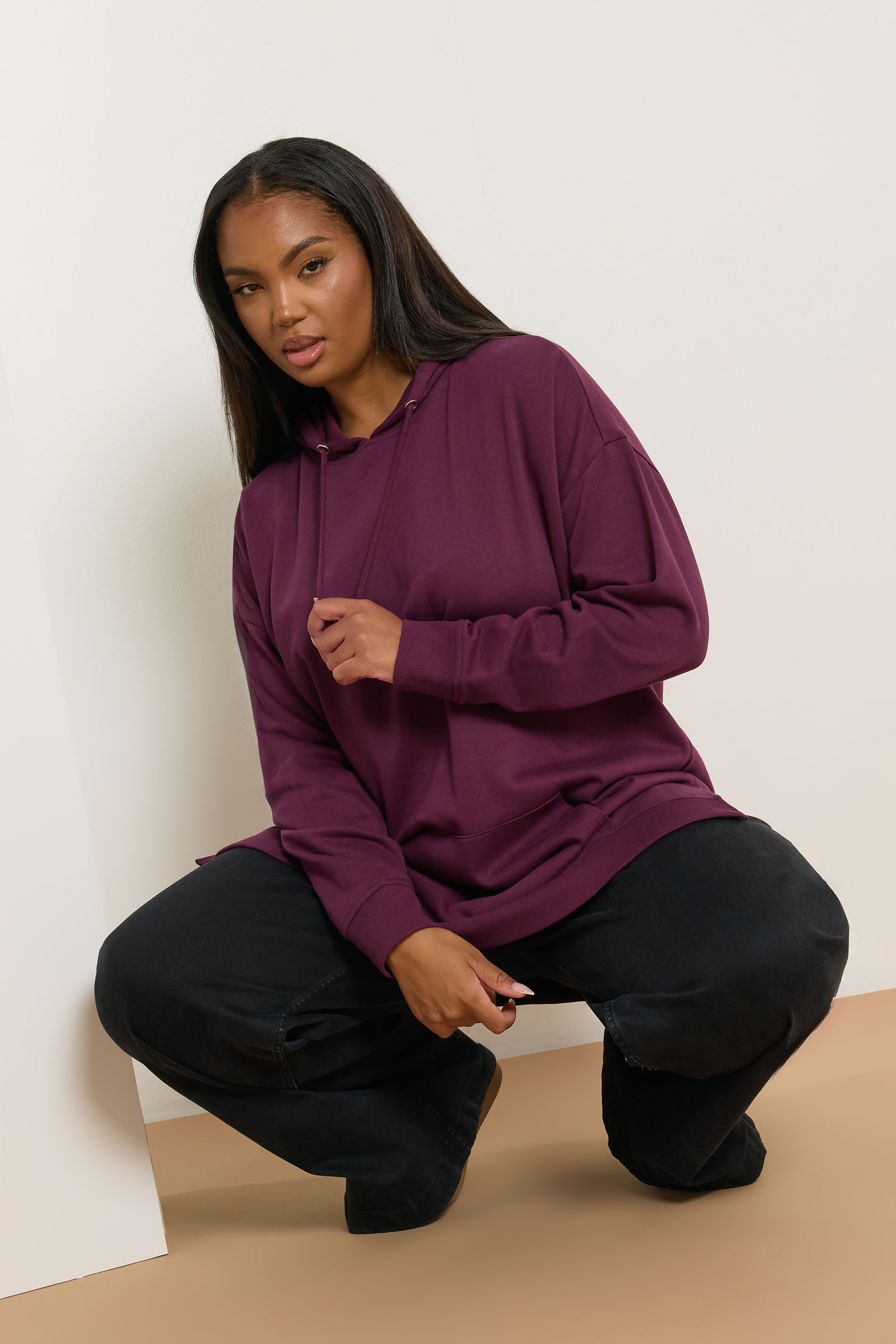 YOURS Plus Size Burgundy Red Hoodie | Yours Clothing 4