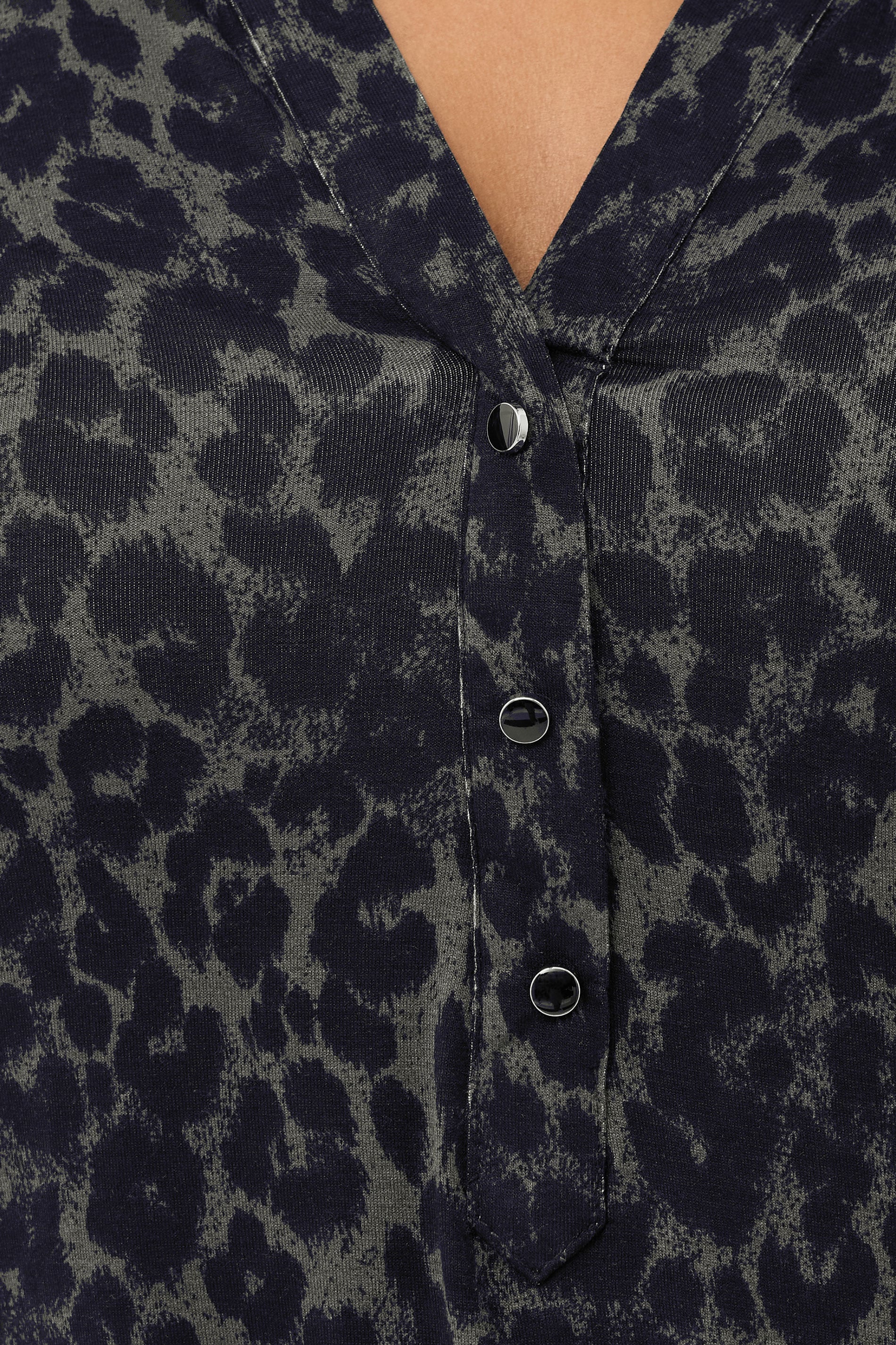YOURS Plus Size Dark Green Leopard Print Placket Top | Yours Clothing 4