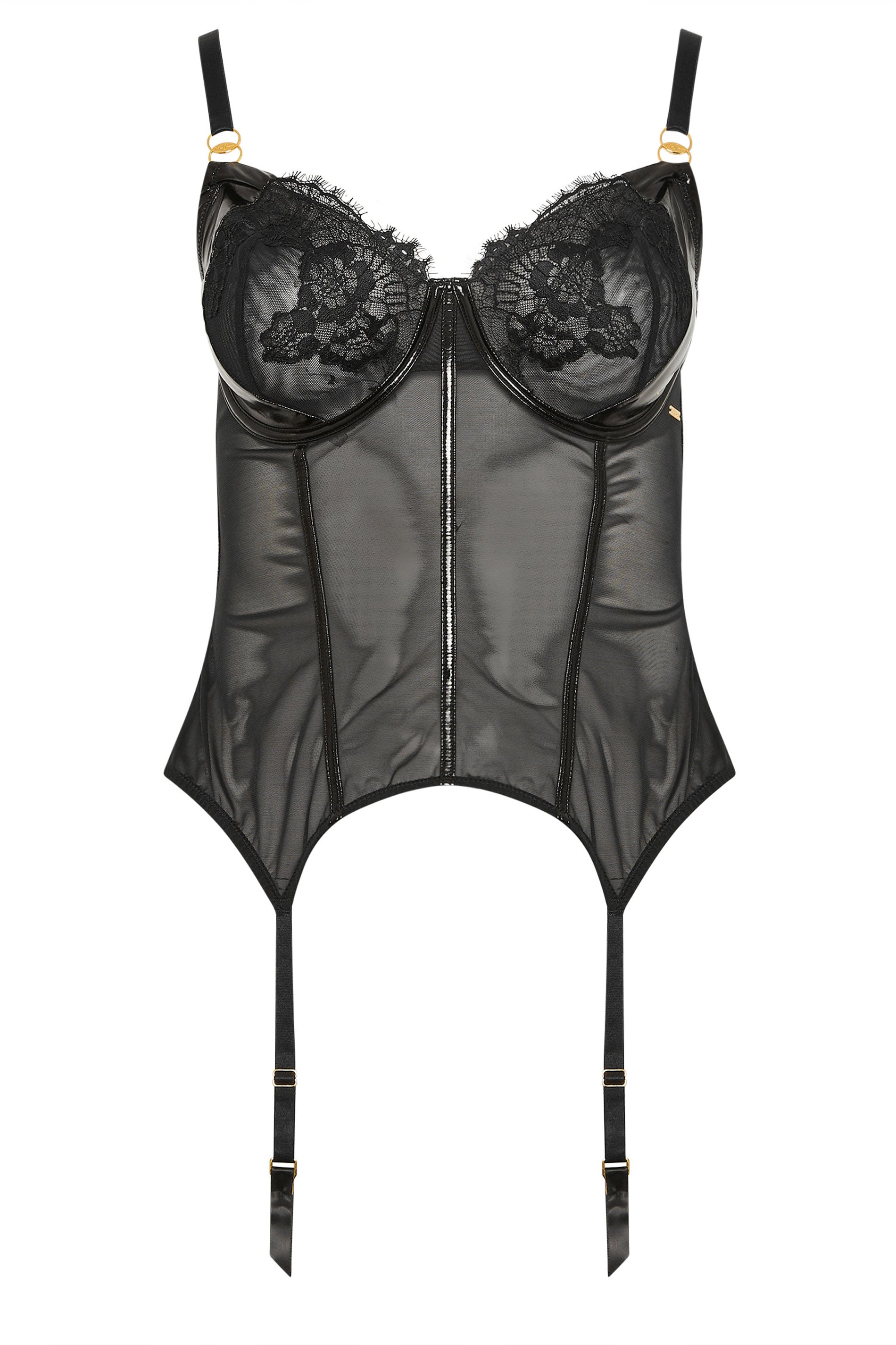 YOURS Plus Size Black Non-Padded Lace Basque | Yours Clothing 5
