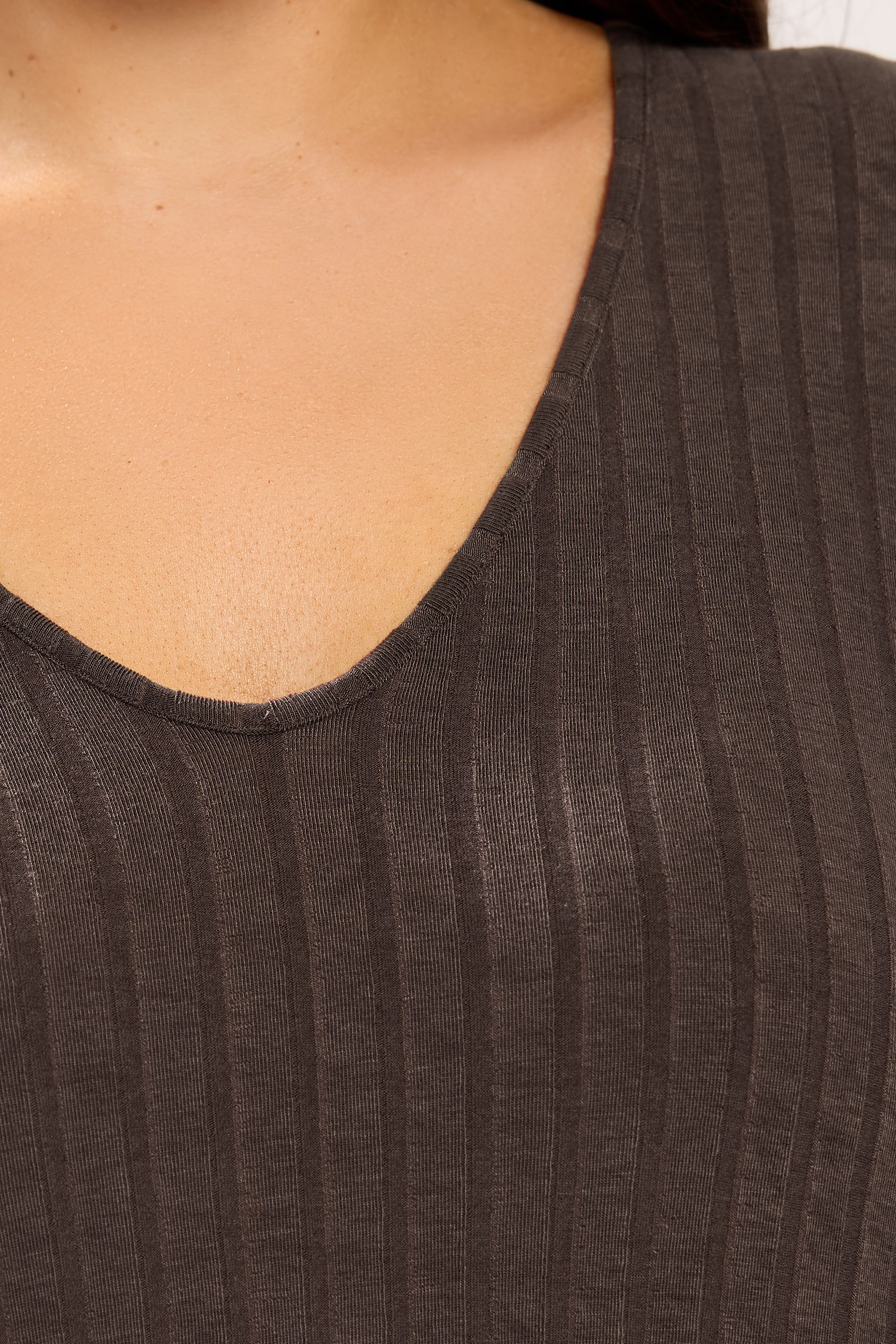 YOURS Plus Size Chocolate Brown Ribbed Flare Mini Dress | Yours Clothing 4