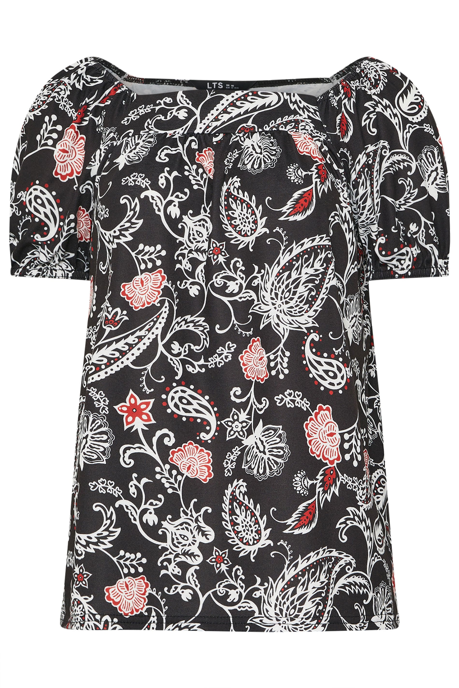 LTS Tall Black Paisley Square Neck Top | Long Tall Sally 5