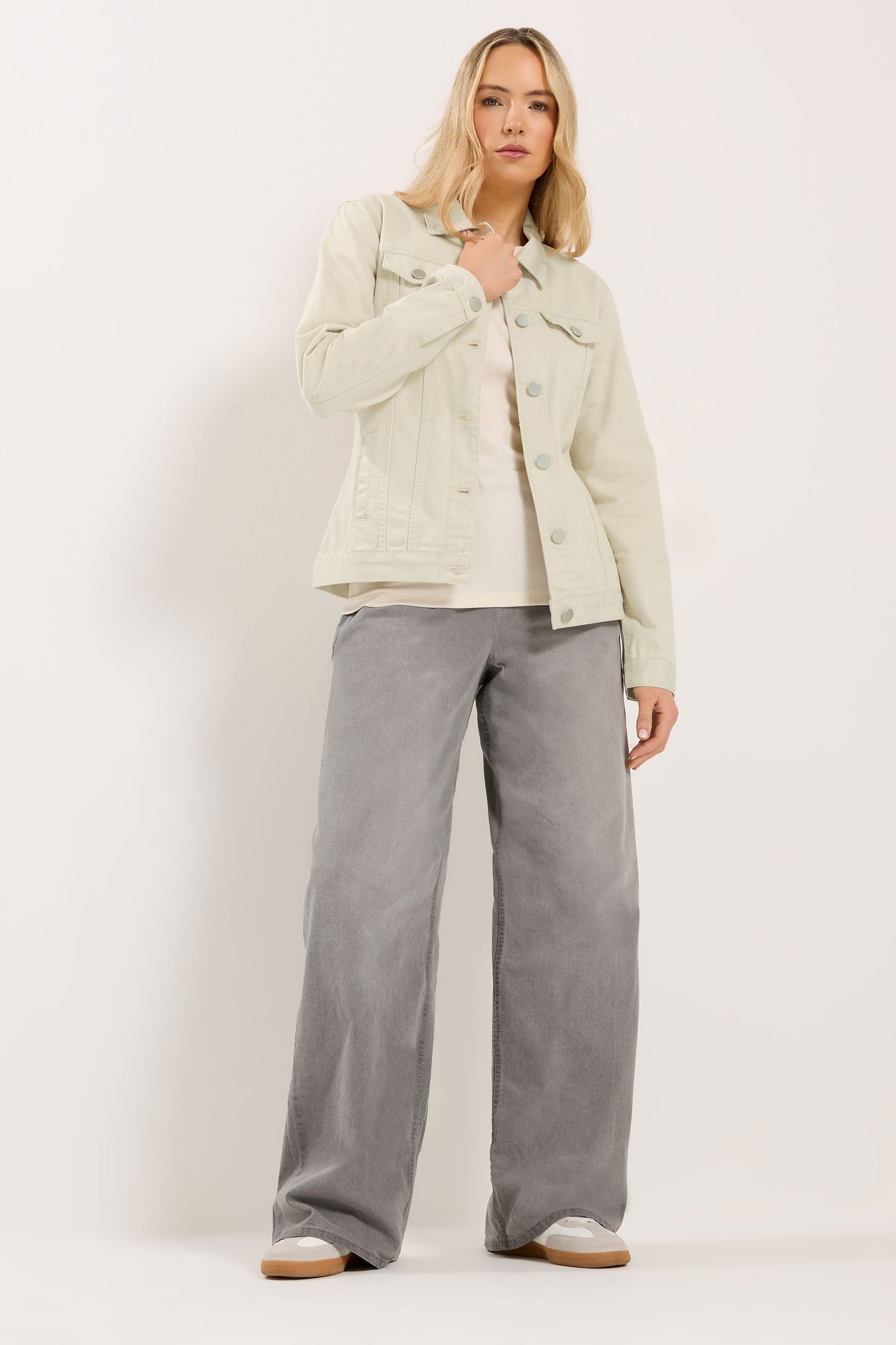 LTS Tall Ivory White Cotton Denim Jacket | Long Tall Sally  1