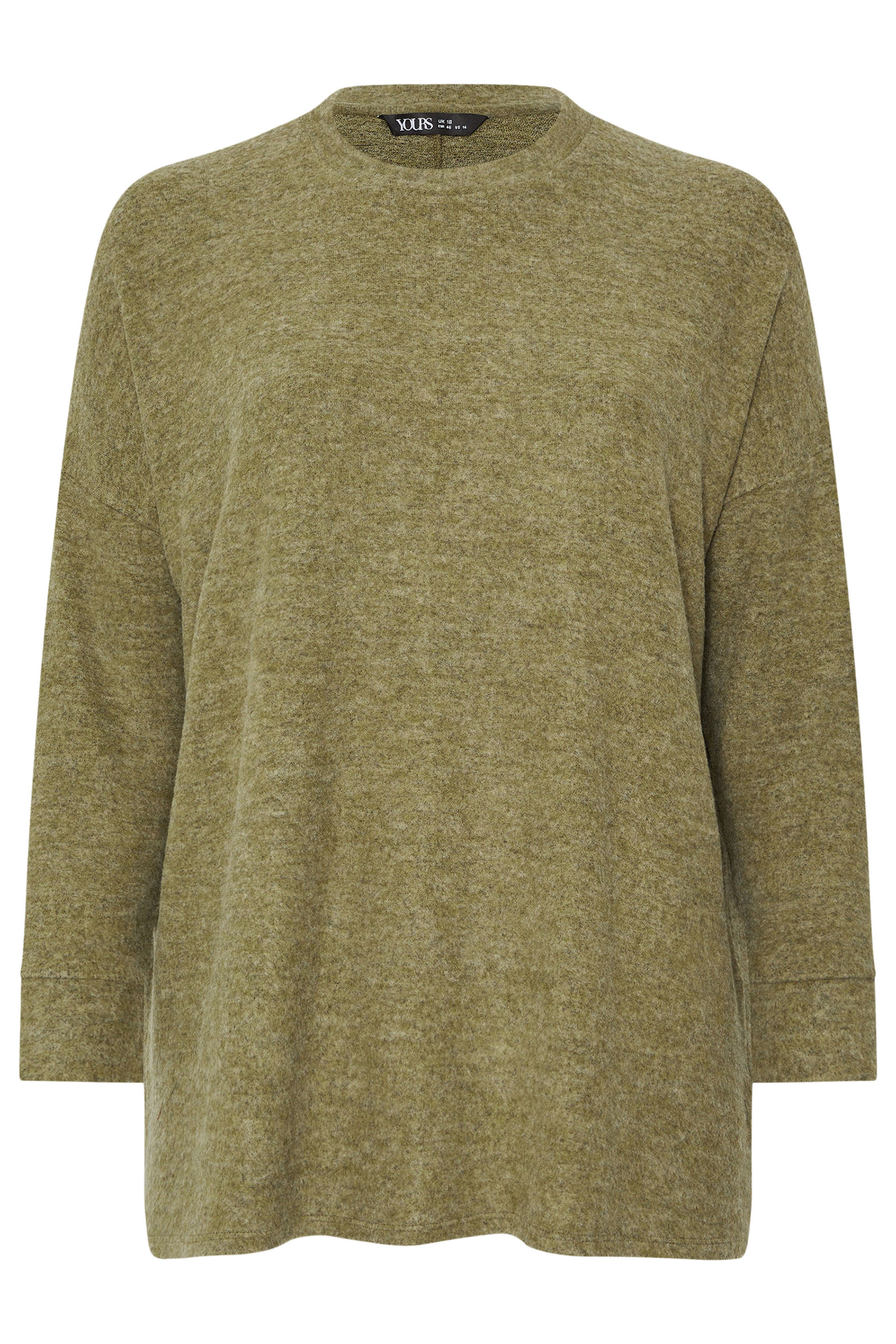 YOURS Plus Size Khaki Green Soft Touch Jumper | Yours Clothing 5