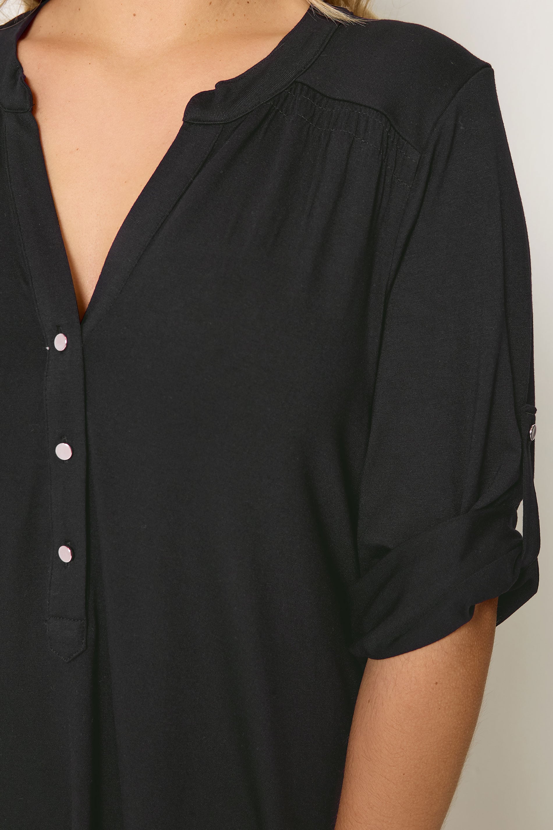 YOURS Plus Size Black Placket Shirt | Yours Clothing 4