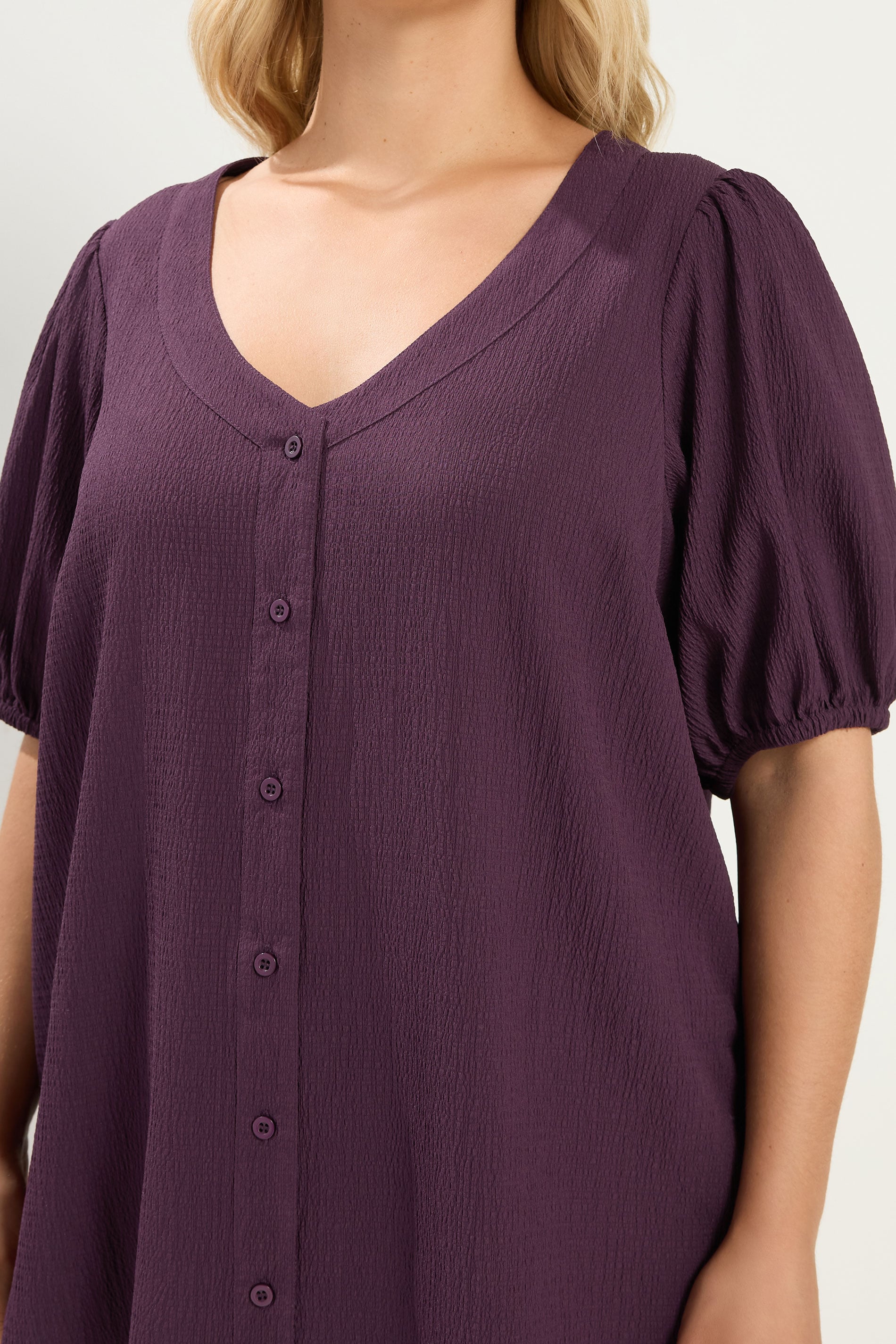 YOURS Plus Size Purple Button Textured Blouse | Yours Clothing 4
