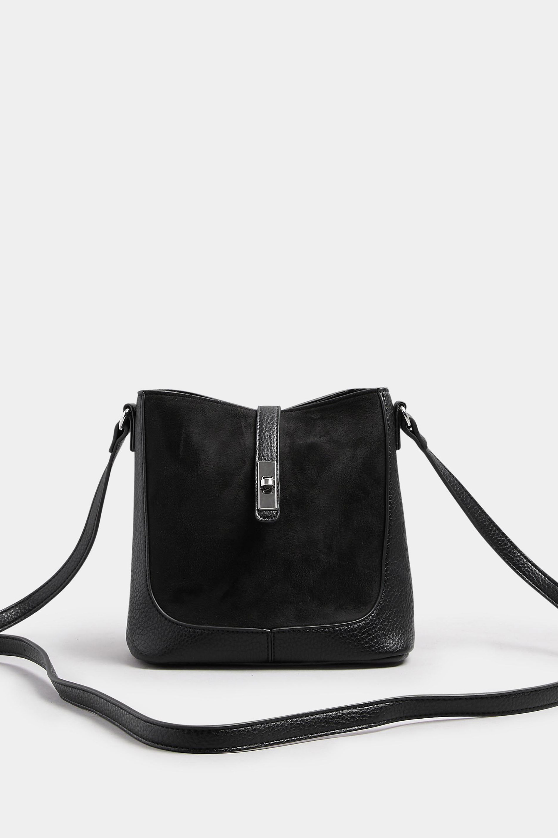 Black Faux Suede Cross Body Bag | Yours Clothing 2