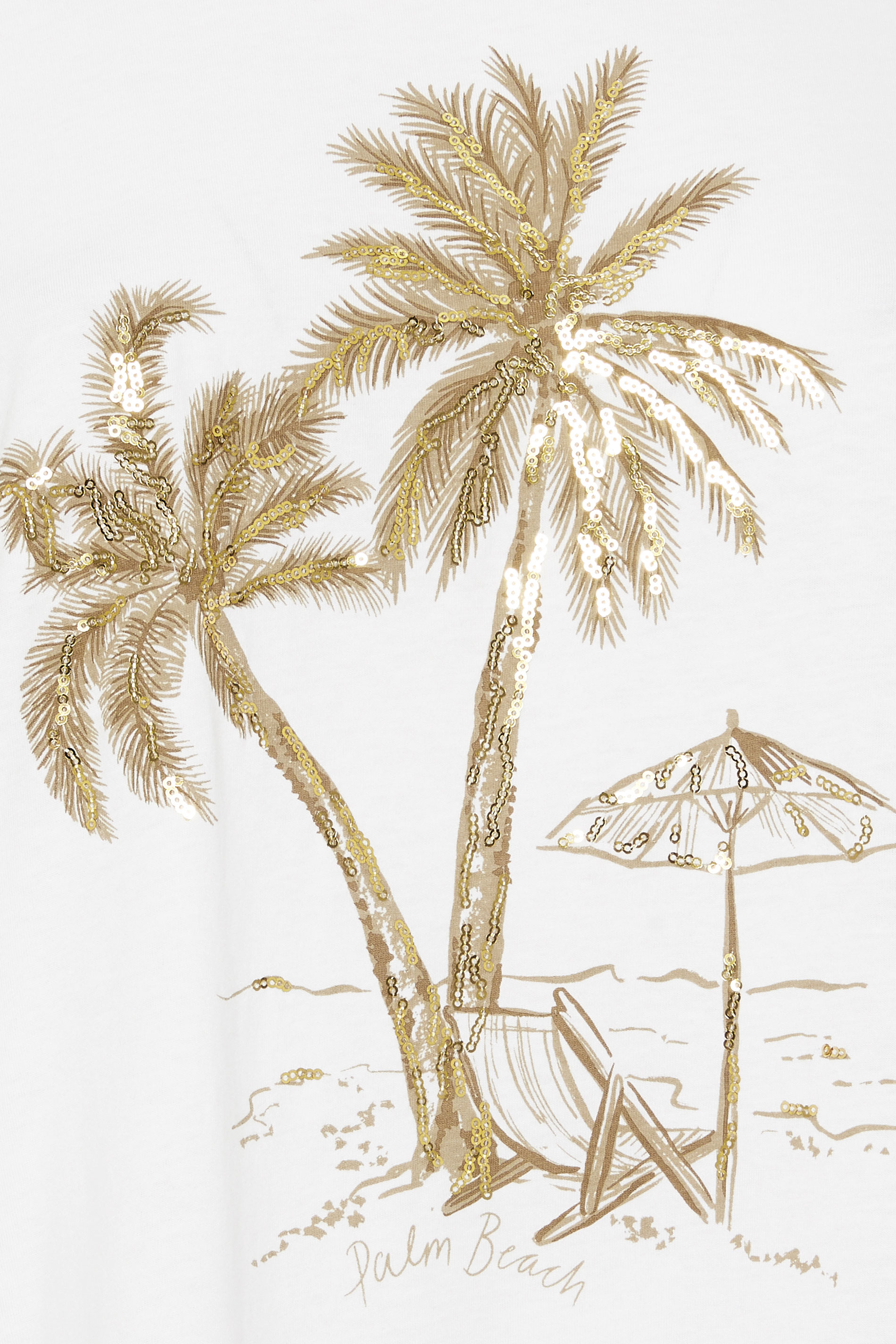 YOURS Plus Size White Palm Tree Sequin Embellished Graphic T-Shirt | Yours Clothing 5