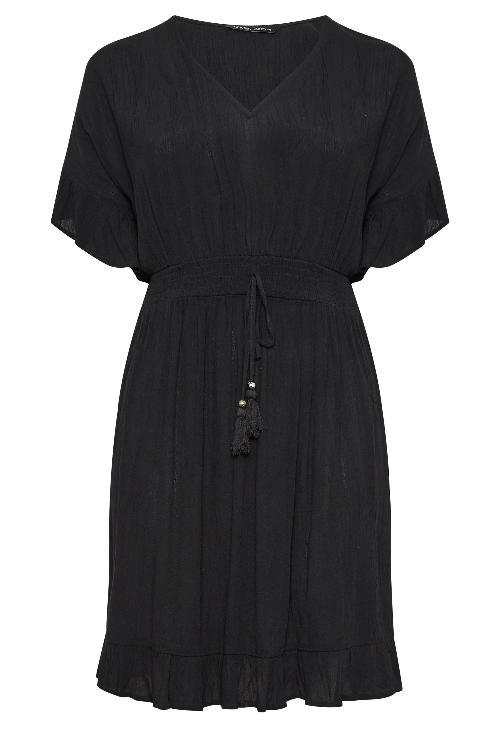 YOURS Plus Size Black Crinkle Beach Cover Up | Yours Clothing 5