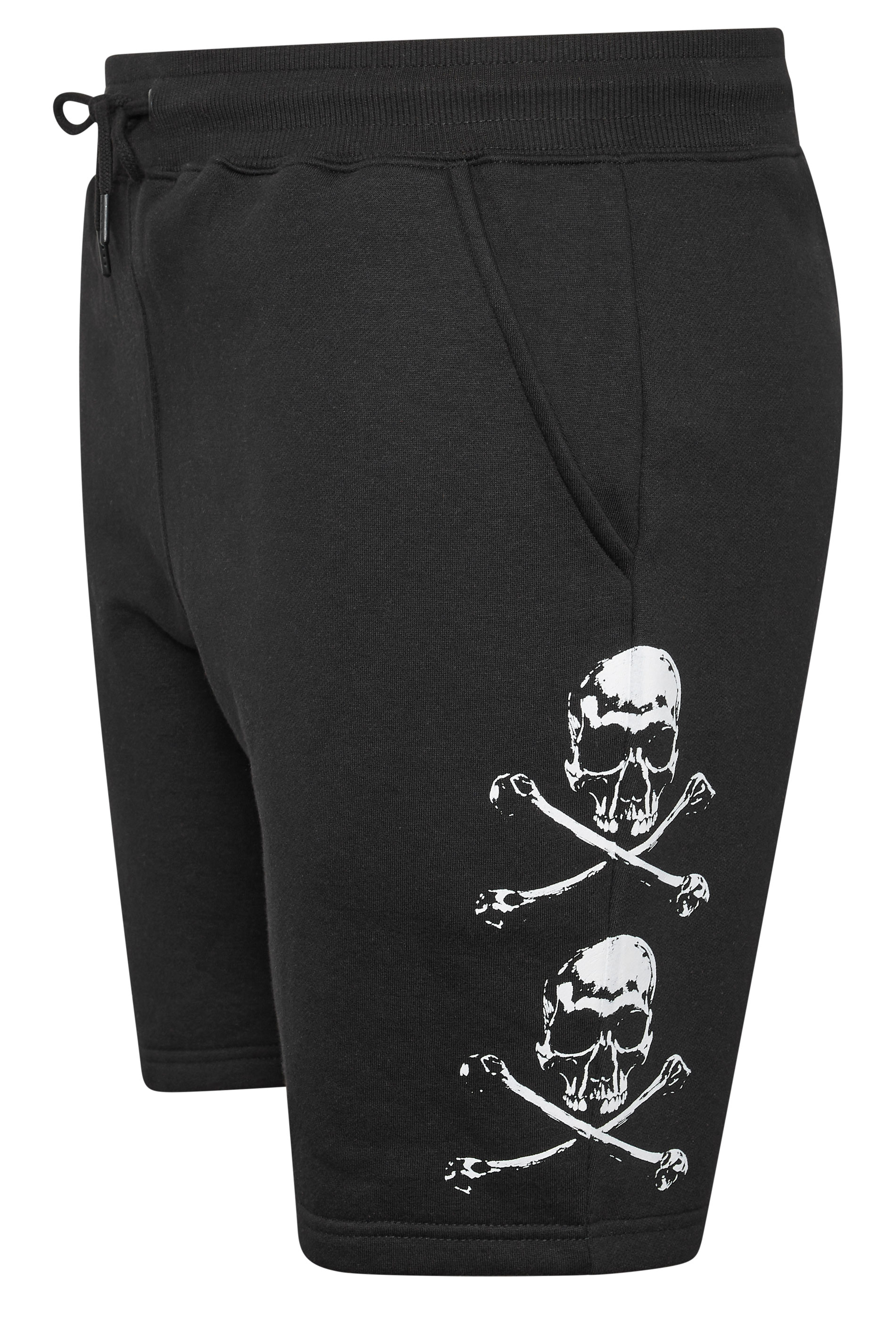 BadRhino Big & Tall Black Skull Printed Jogger Shorts | BadRhino 3